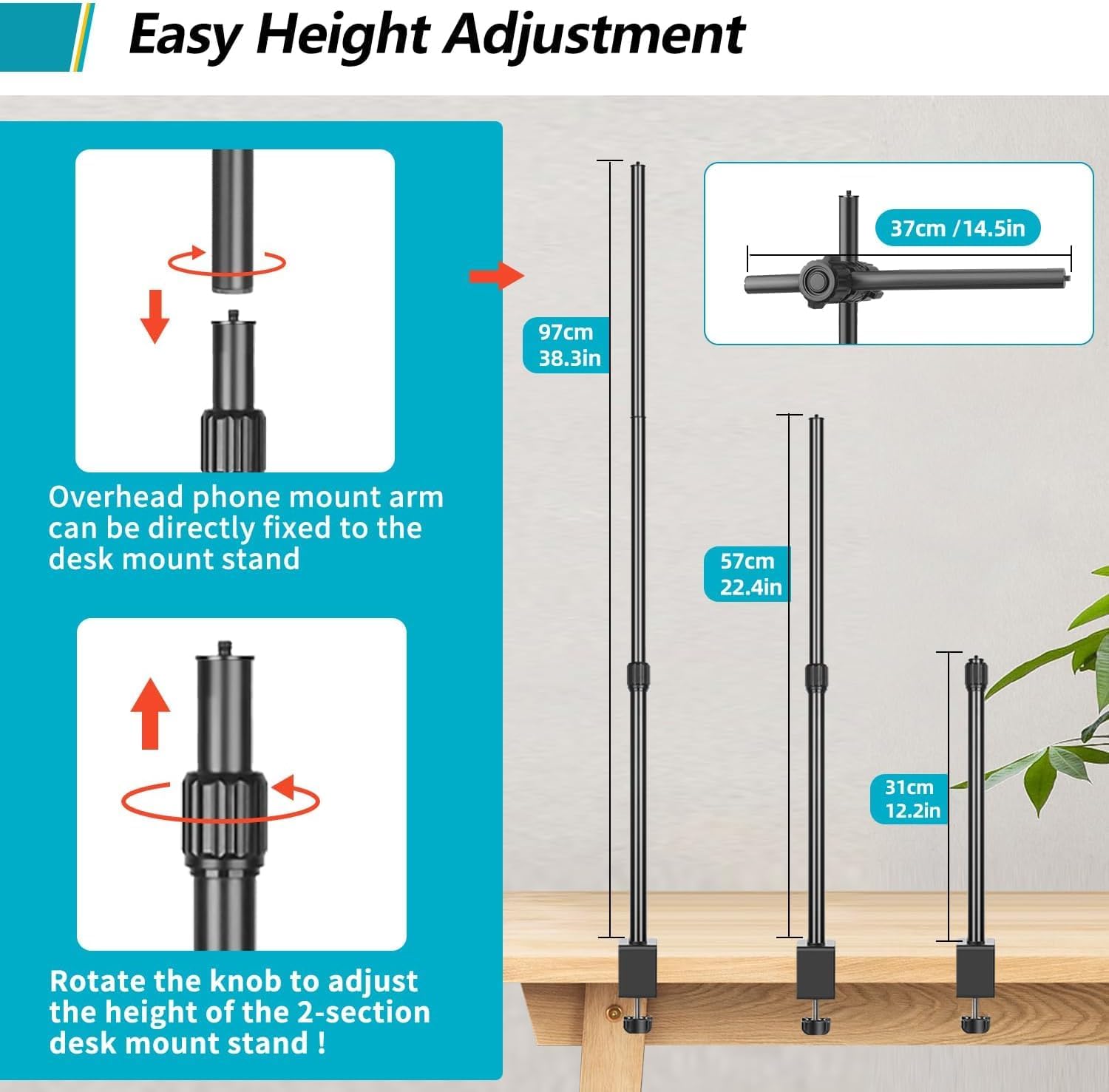 Thumbnail 4 de JEBUTU OS02 Camera Desk Mount with Flexible Overhead Arm