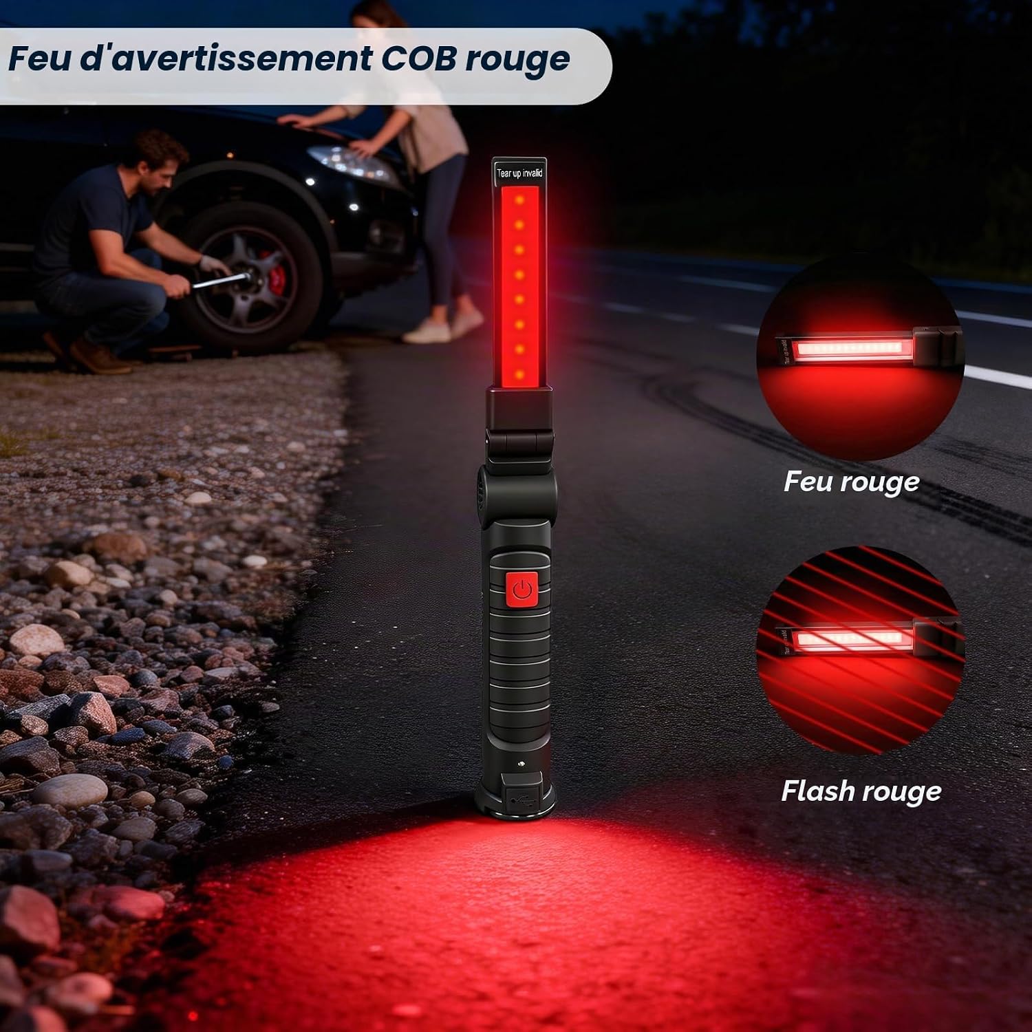Detalle de daphomeu set van 4 LED-werklampen met USB-C, magneet en haak