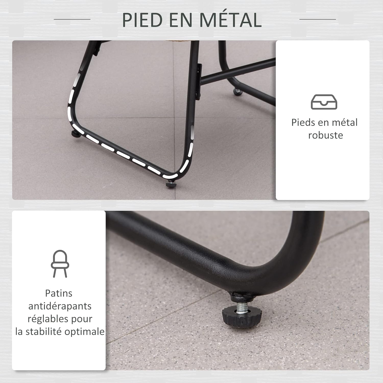 Thumbnail 5 de Outsunny Fauteuil Chaise de Jardin avec Repose-Pieds en métal époxy et résine tressée – Naturel