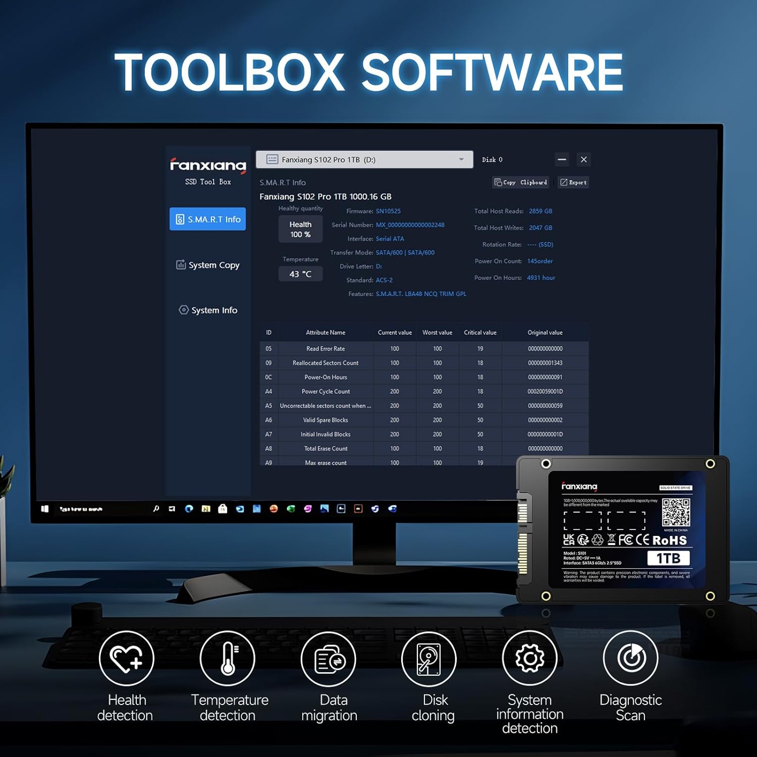 Detalle de Fanxiang S101 1TB SATA SSD: Fast, Reliable 2.5" Upgrade for Laptop and Desktop