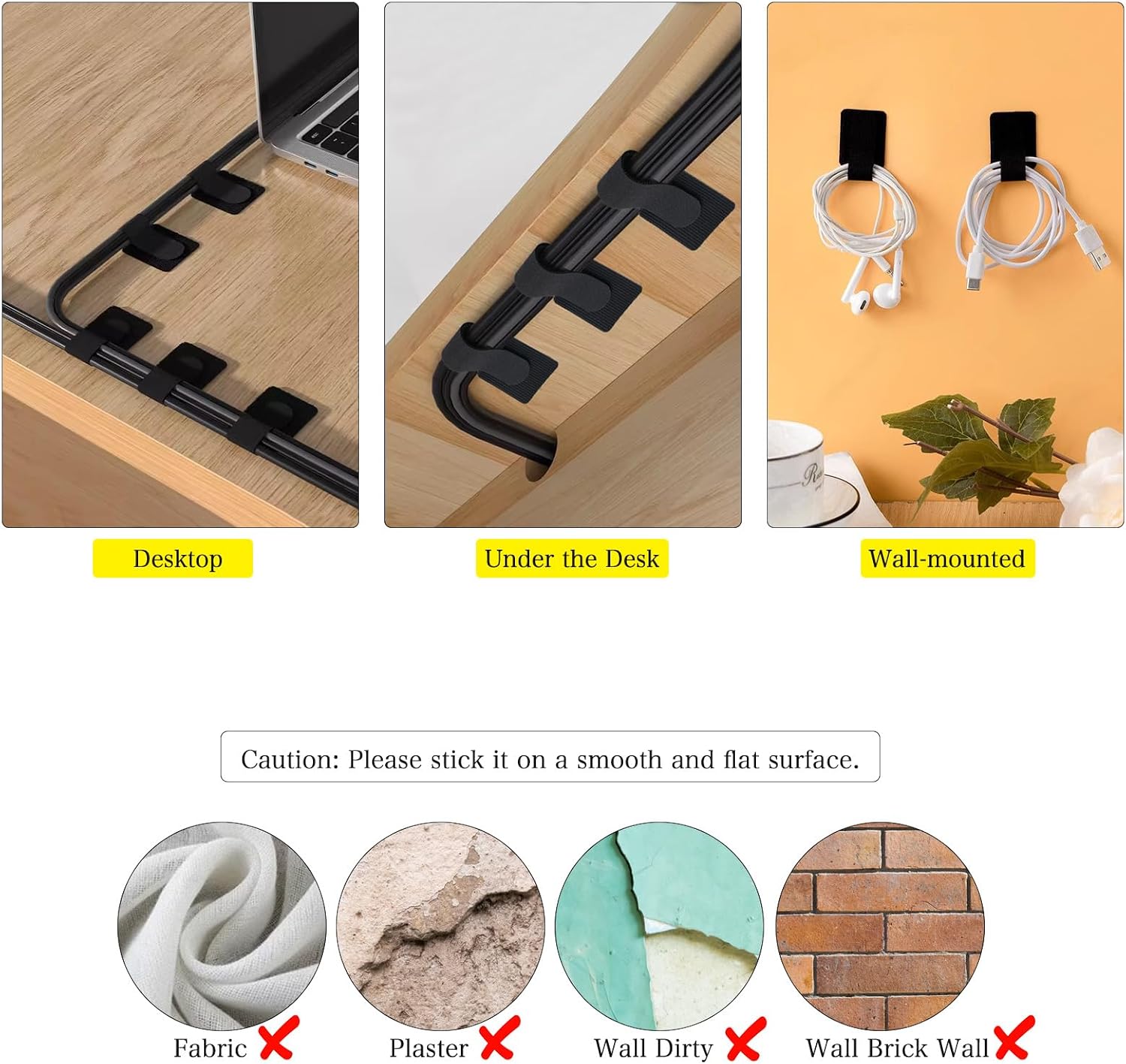 Detalle de RiuCrepian Kabelmanagement Set 50 Stück – Selbstklebende Kabelbinder, wiederverwendbar, flexibel & schützend