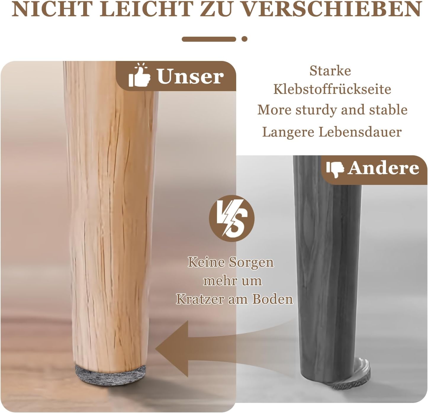 Thumbnail 6 de Filzgleiter Stuhl 50 Stück Ø22 mm – Profi Möbelgleiter zum Nageln