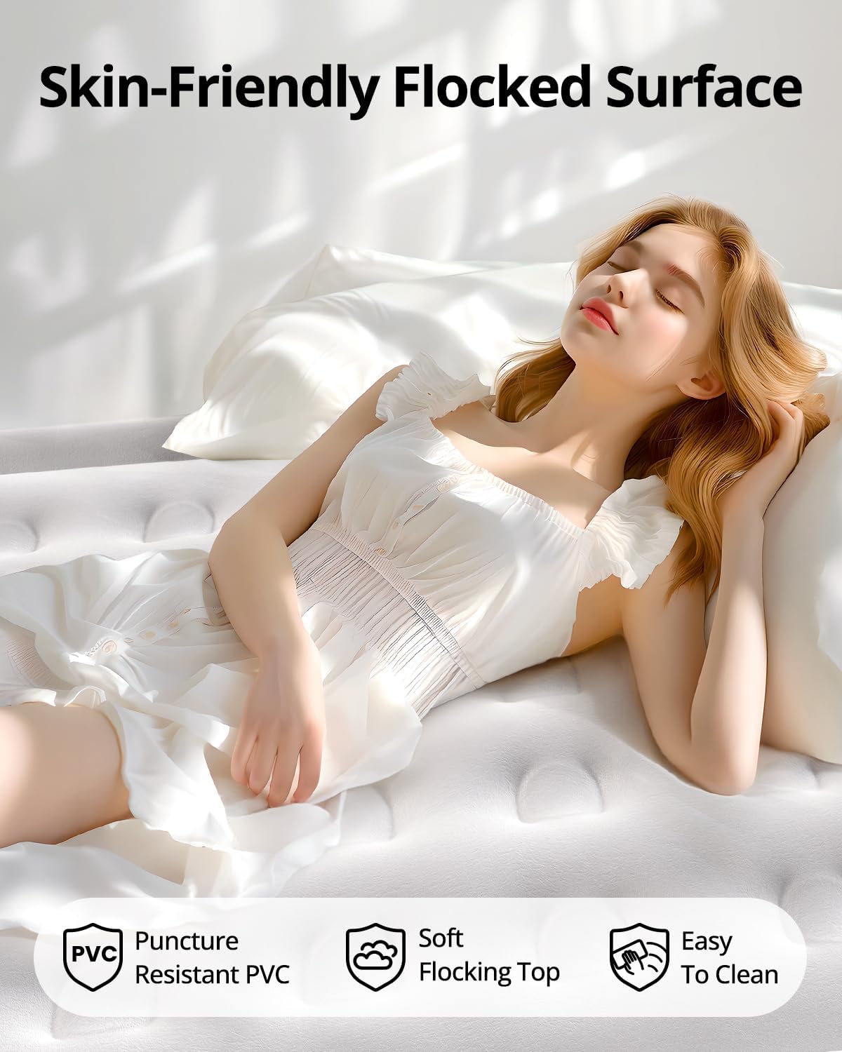 Detalle de Airefina AF-A08 Queen Air Mattress, 18-inch Raised with Built-In Pump