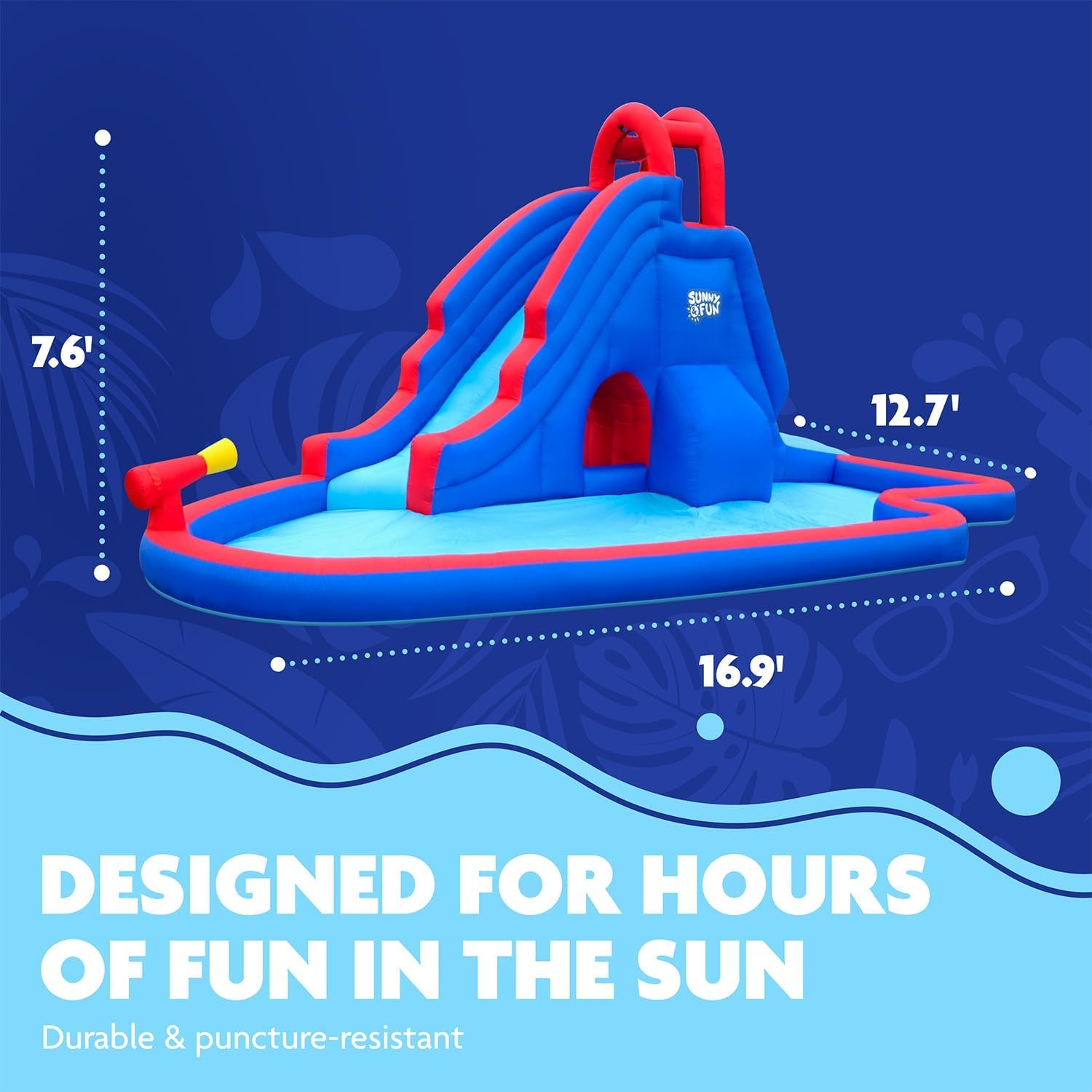Thumbnail 2 de Sunny & Fun Deluxe Inflatable Water Park & Splash Pool with Tunnel