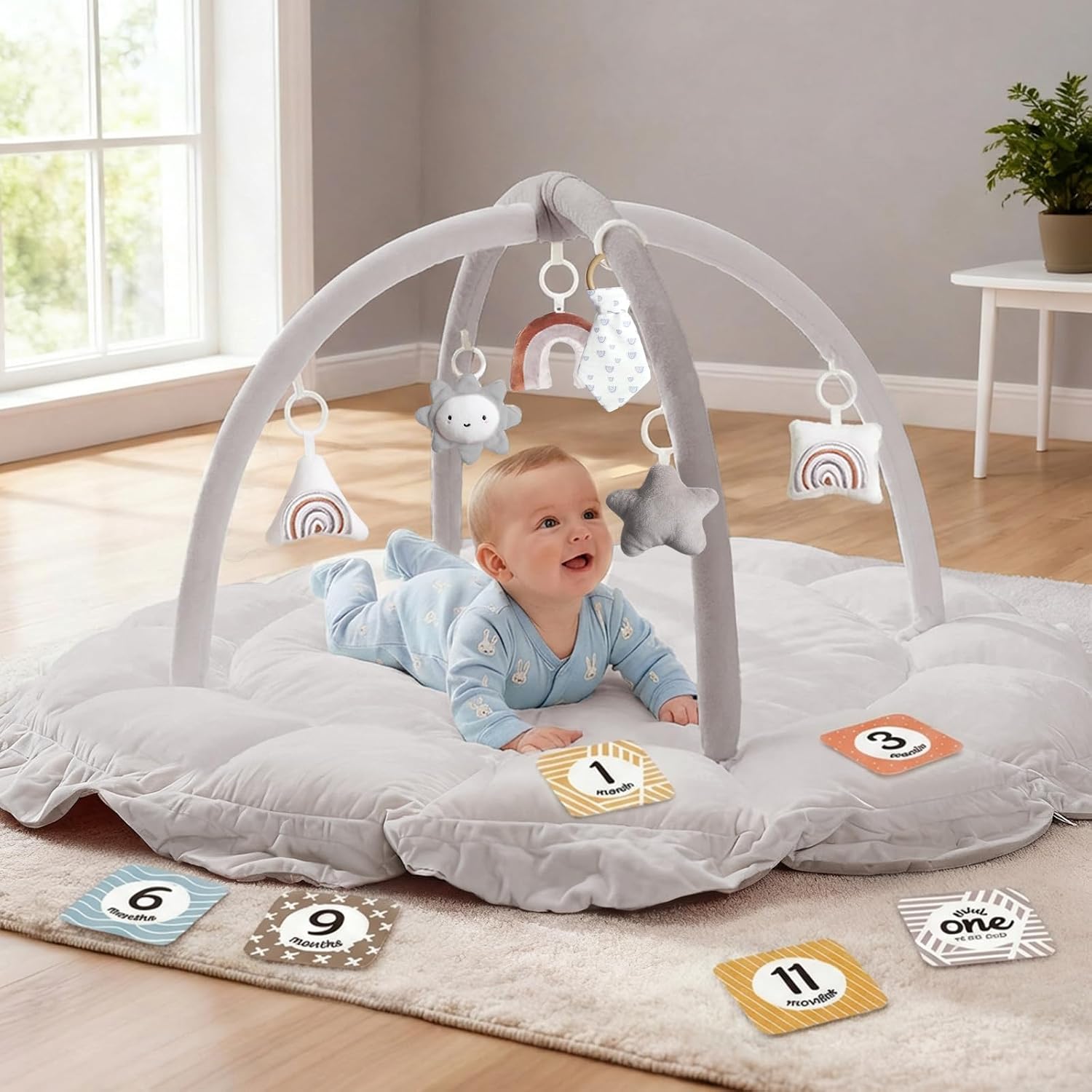 Detalle de Mallify ML-babygym-1 5-in-1 Baby Play Gym with Plush Mat and 6 Toys