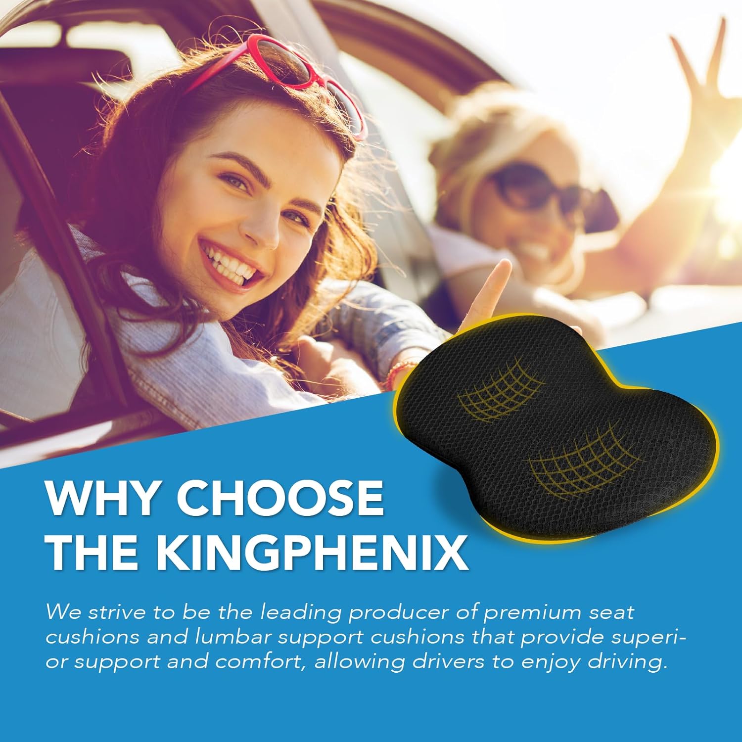 Detalle 2 de kingphenix Wedge Car Seat Cushion 1 Memory Foam