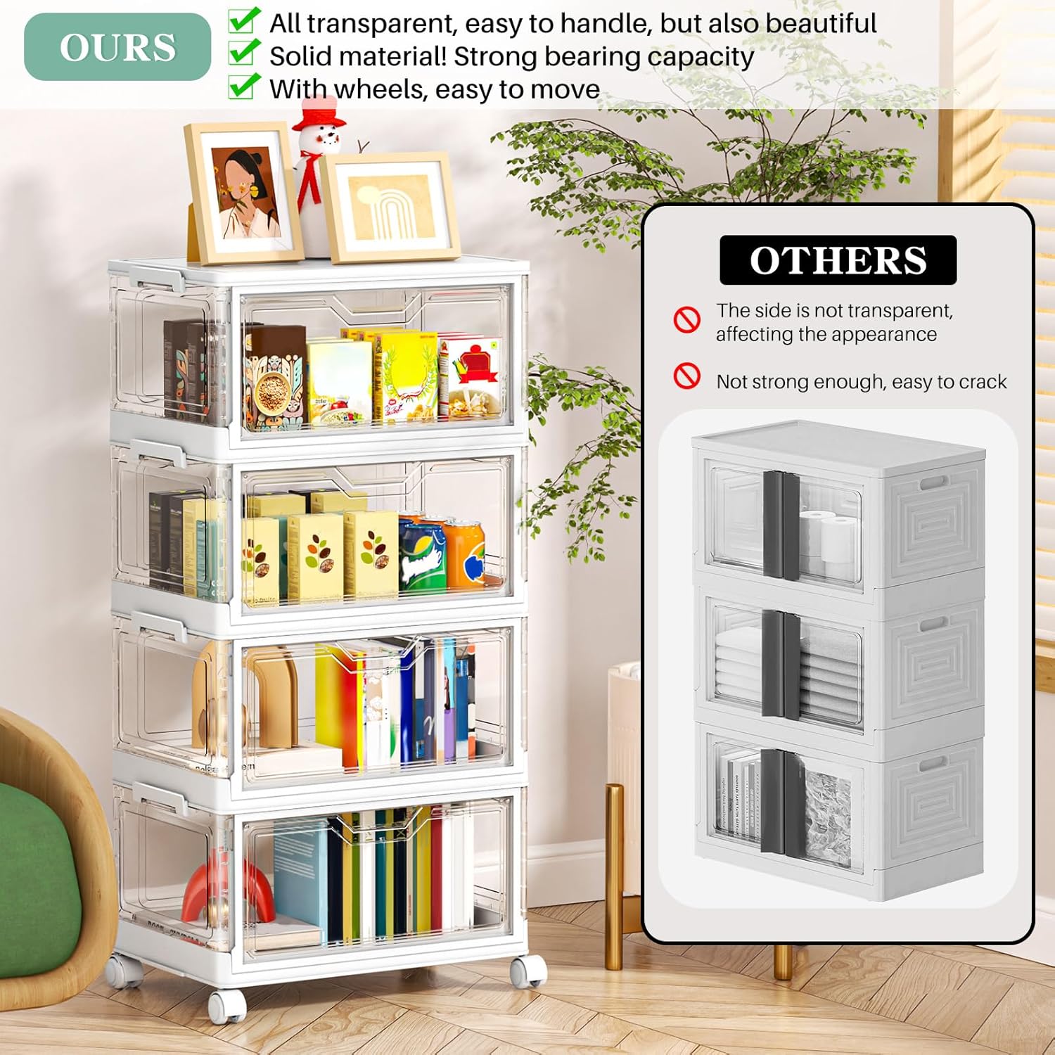 Thumbnail 3 de StowBin 23L Clear Stackable Storage Boxes with Wheels 🗄