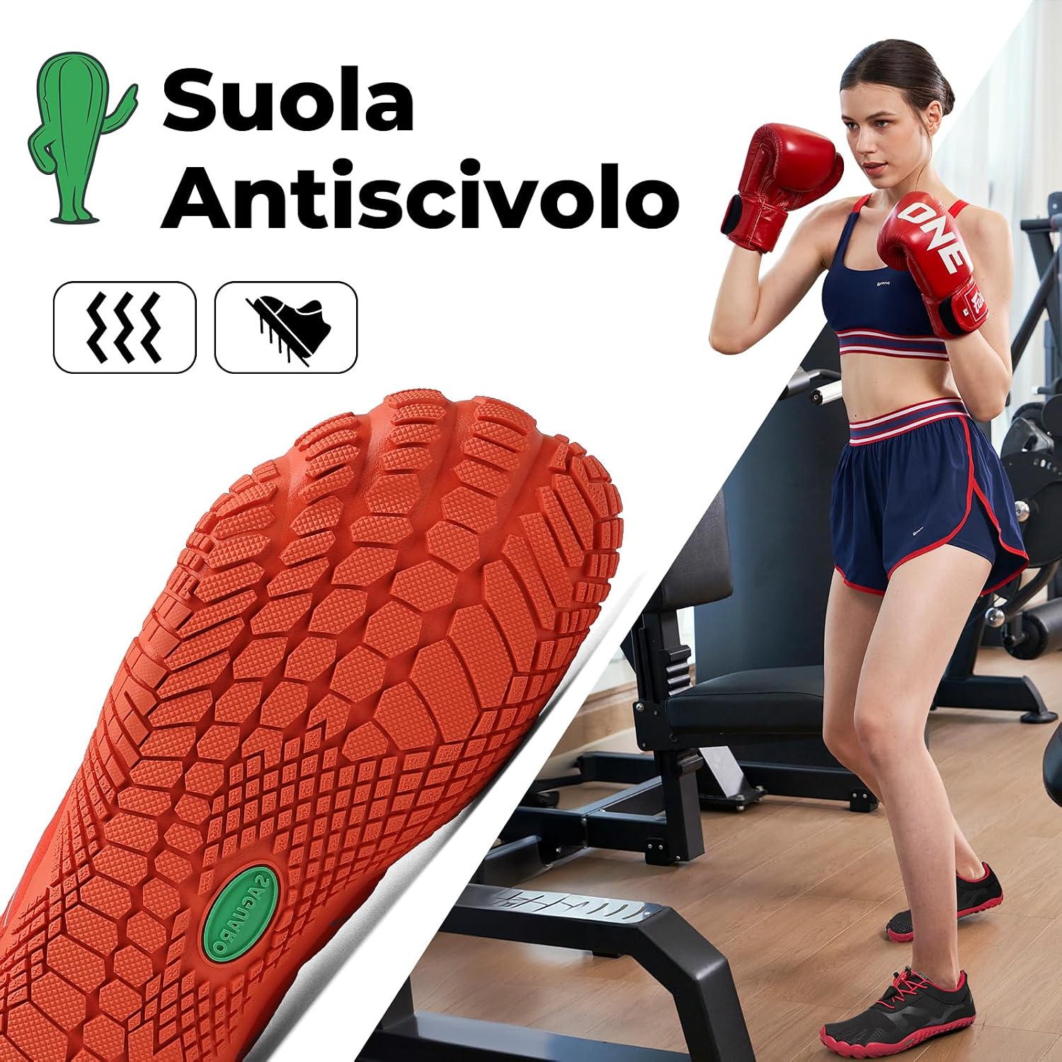 Detalle de SAGUARO Scarpe Barefoot Minimaliste da Trail Running a 5 Dita (Gr. 36-48)