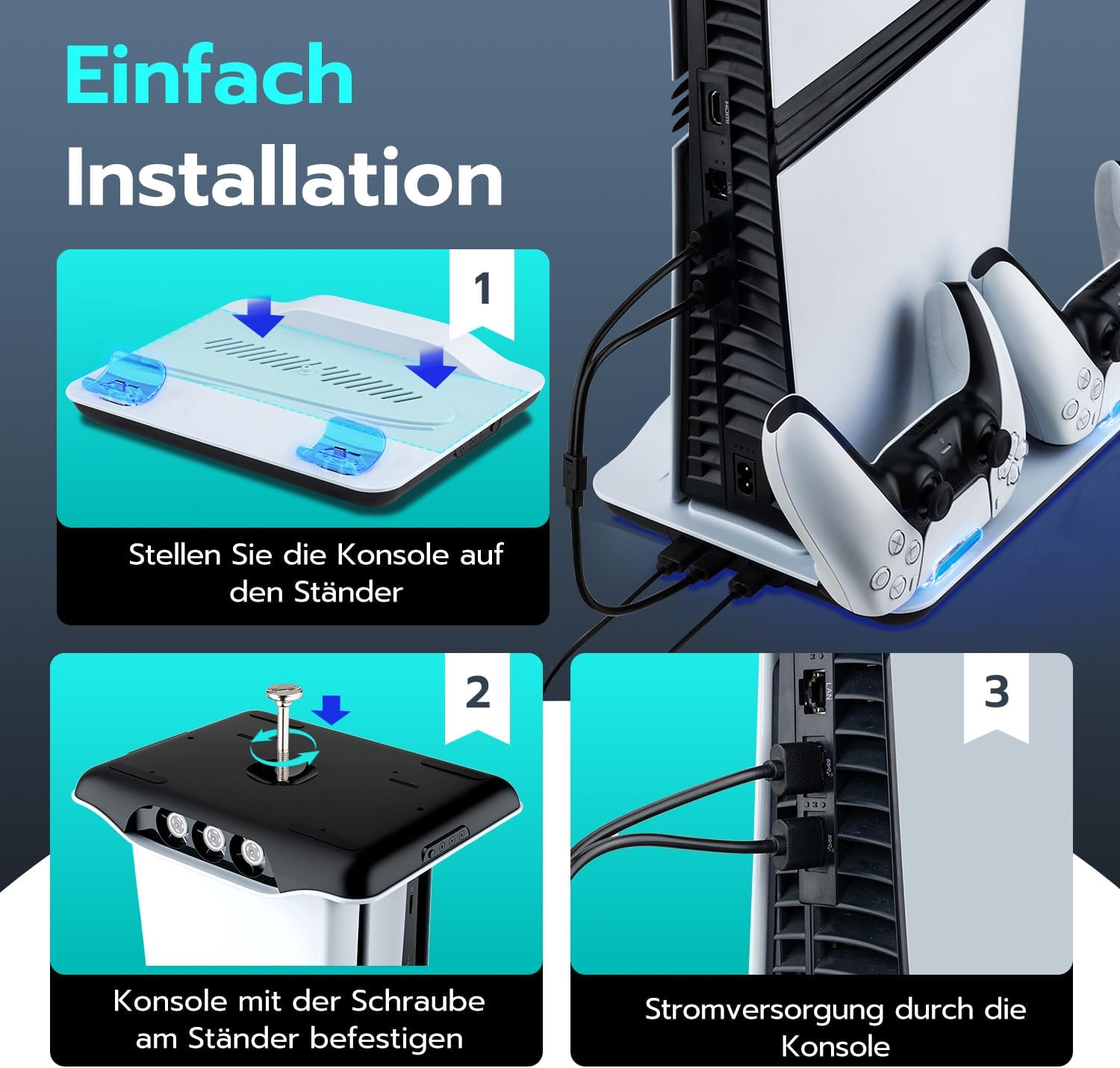 Thumbnail 6 de PlayStation 5 Ständer mit 3 Lüftern