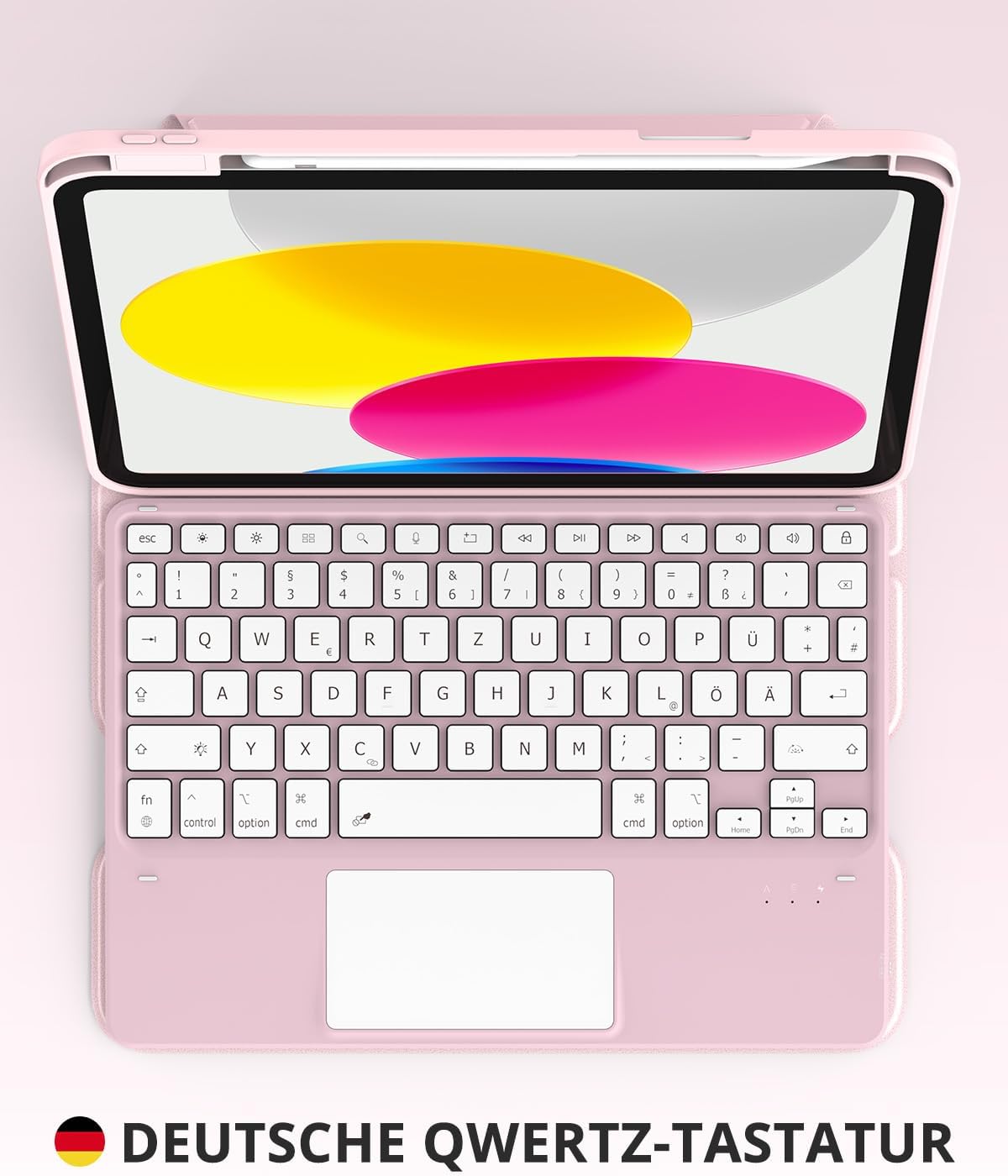 Thumbnail 6 de CACOE Drehbare Hülle mit Tastatur für iPad (A16) 11/10 Generation inkl. Touchpad – Hellrosa