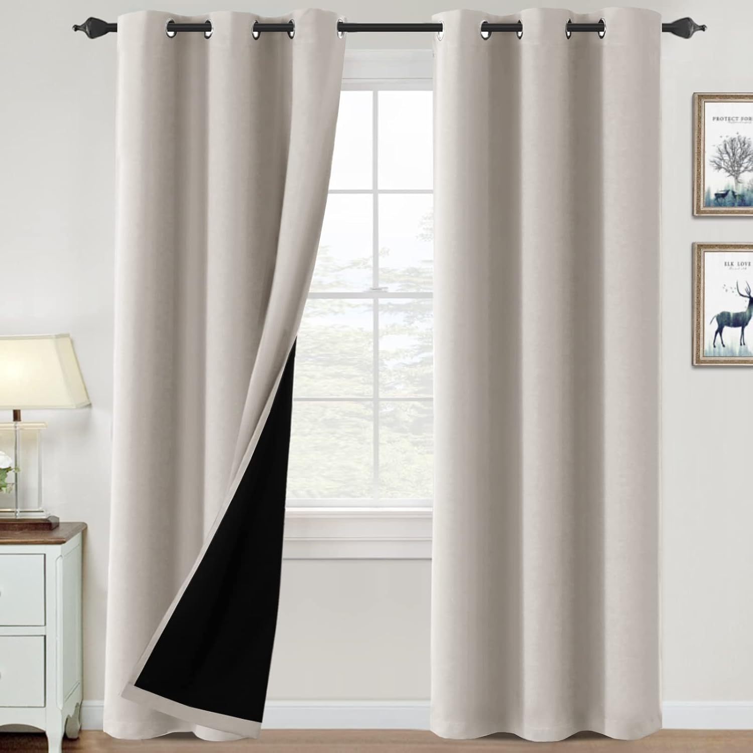 Detalle de H.VERSAILTEX 2 Blackout Curtains, 84-Inch Thermal Panels, Pumice Stone