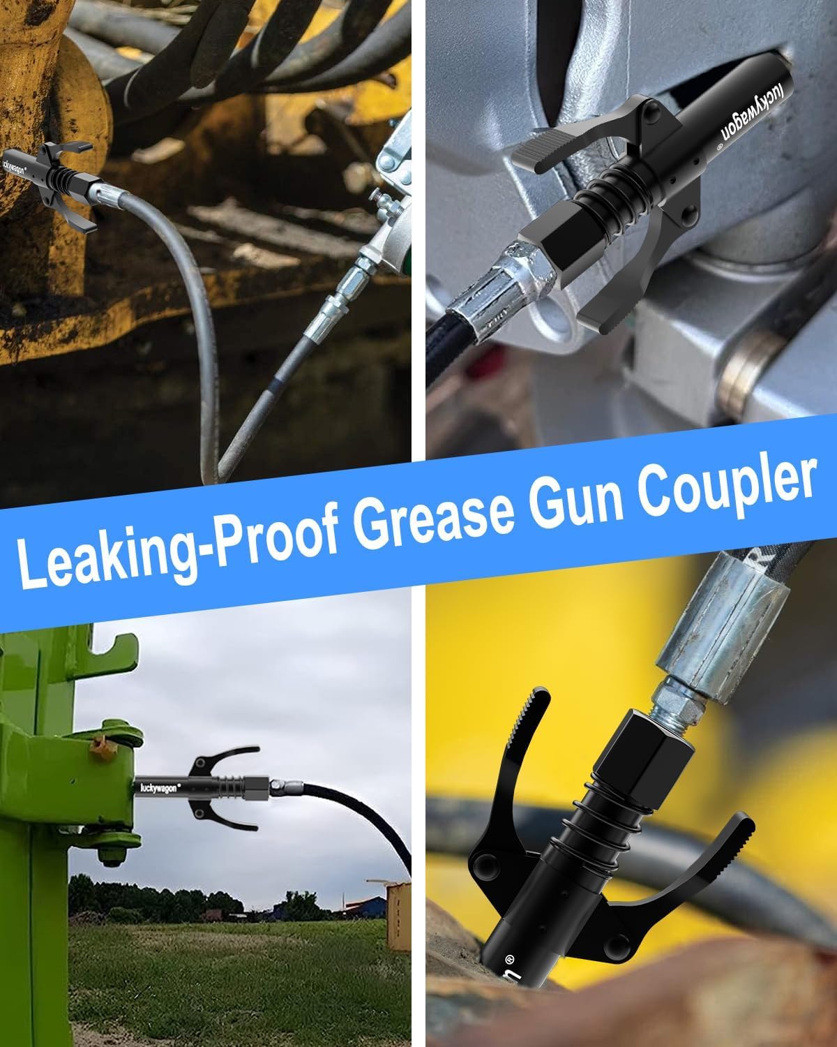 Thumbnail 1 de luckywagon Grease Gun Coupler (Leakproof, Quick-Release) for 1/8" NPT Grease Guns — 12,000 PSI