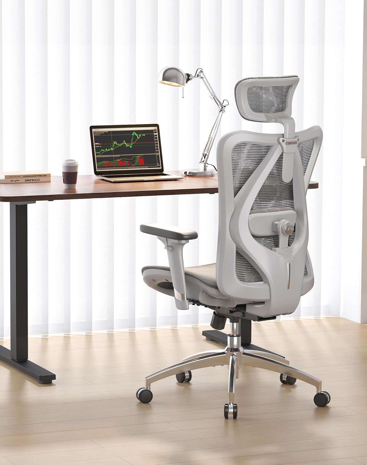 Detalle 2 de SIHOO M57: sedia ergonomica da ufficio con rete traspirante, supporto lombare e regolazioni 3D