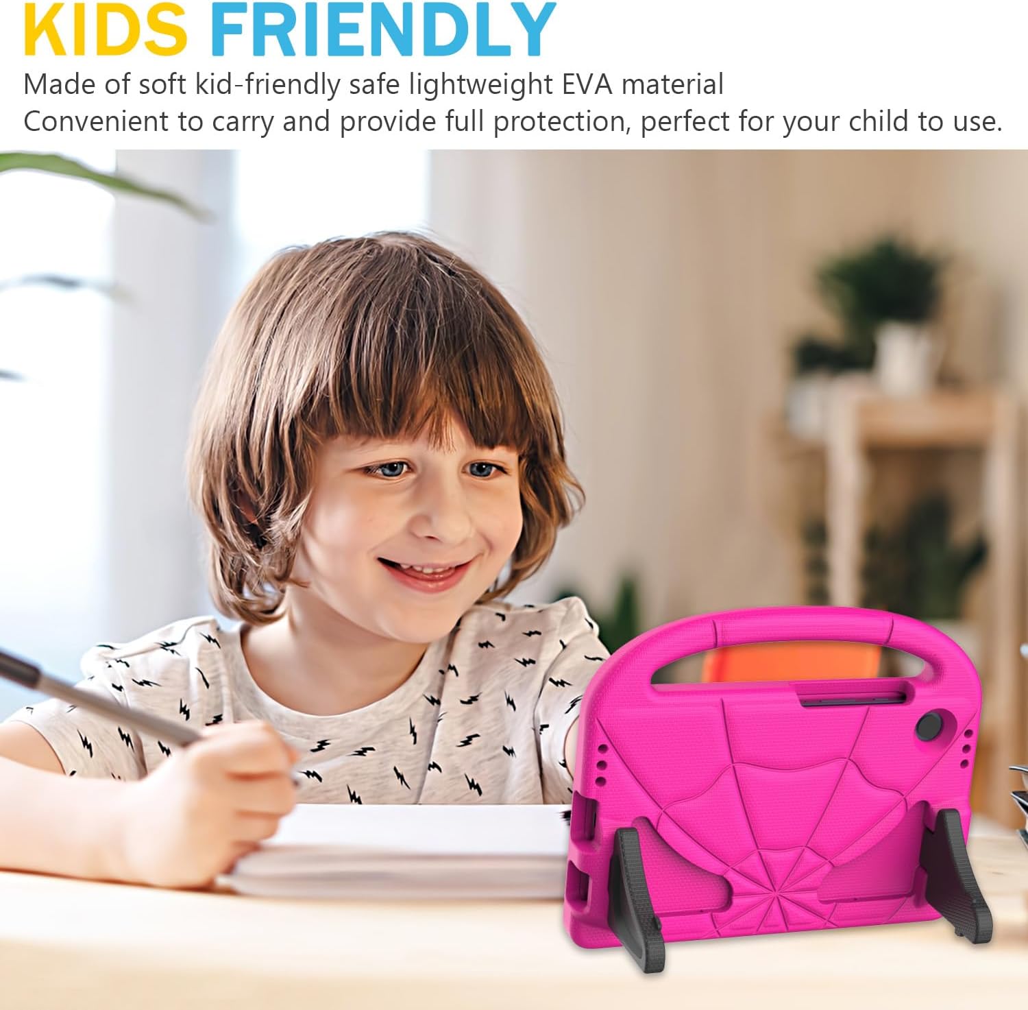 Thumbnail 5 de Mansiruyi Kids Case for Samsung Galaxy Tab A11 8.7" (2025) – Lightweight Shockproof Case with Screen Protector, Spider Stand and Handle in Pink