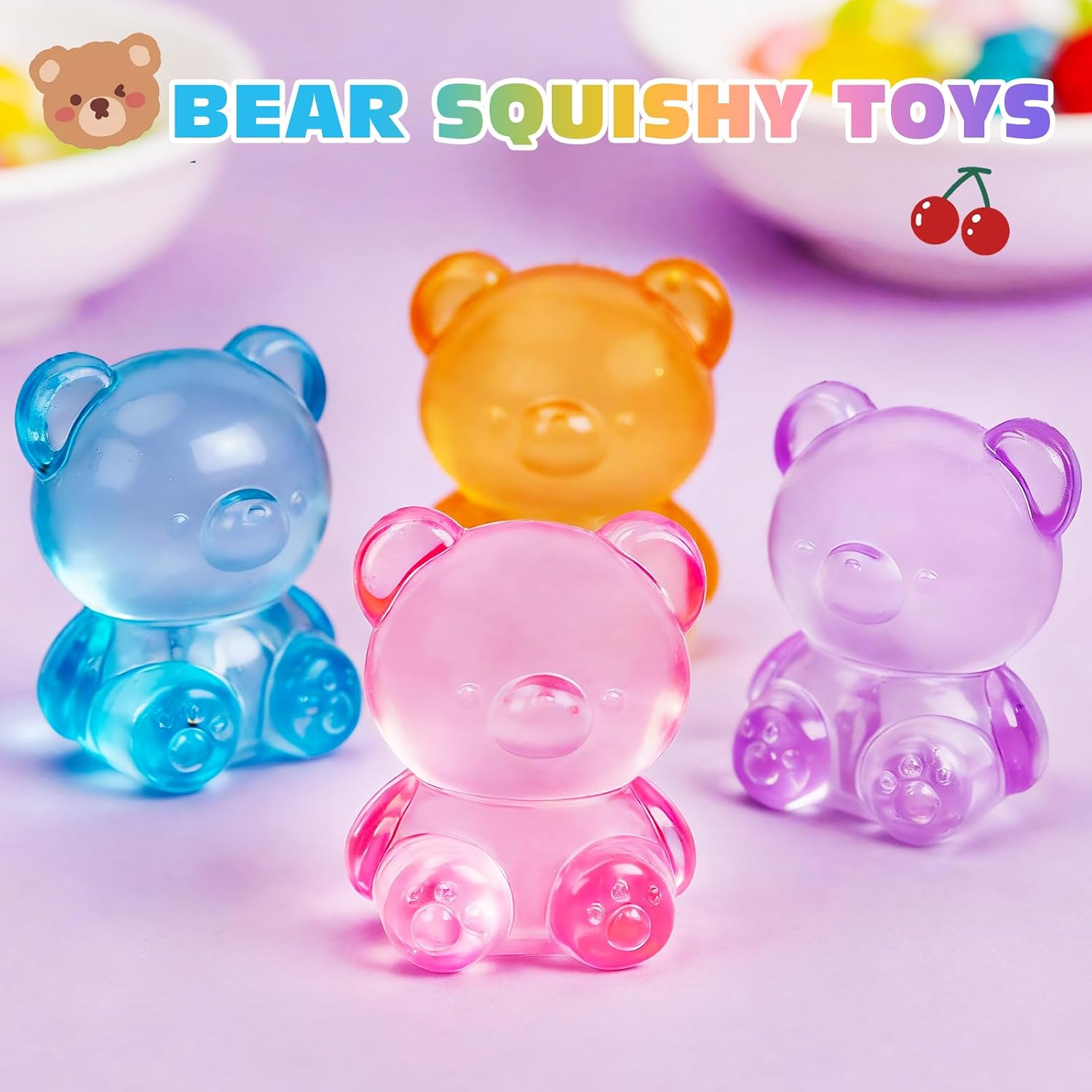 Thumbnail 6 de VISCOO 4-Pack Bear Squishy Balls, Slow-Rising TPR Fidget Toys