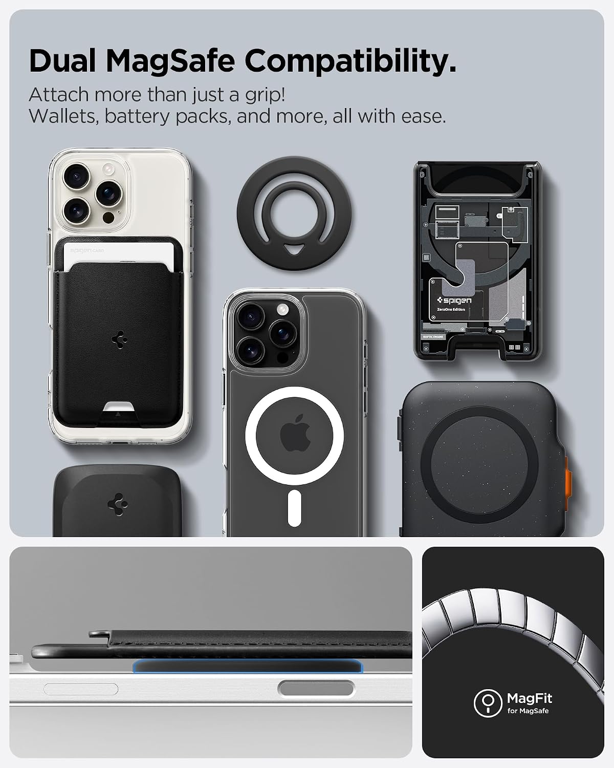 Detalle de Spigen Dual Pop MagFit Soporte Magnético para iPhone y Samsung