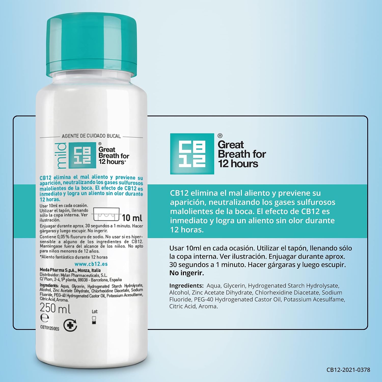 Detalle de CB12 Mild mint munskölj, flytande med mintsmak, 250 ml
