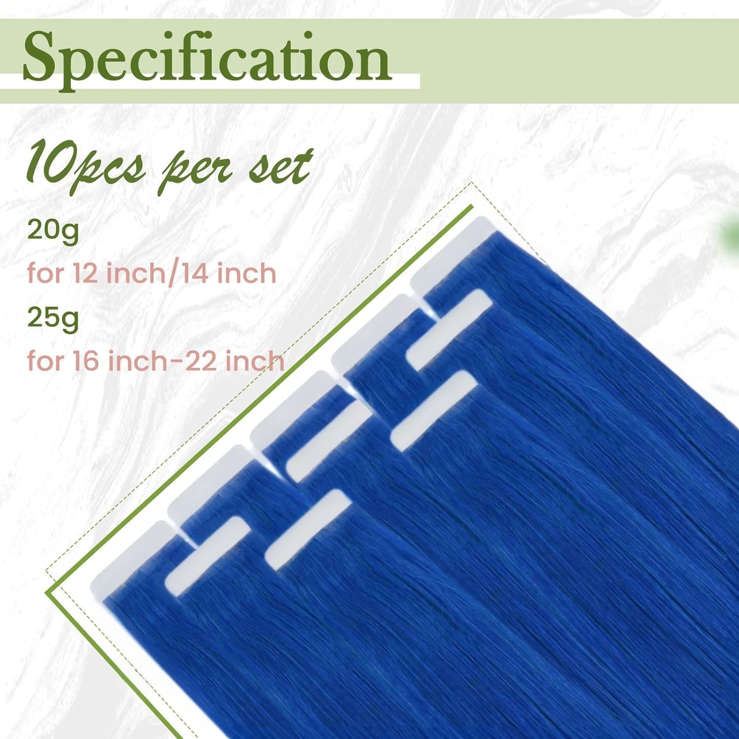 Thumbnail 3 de RUNATURE Tape in Extensions Echthaar Blau 40 cm