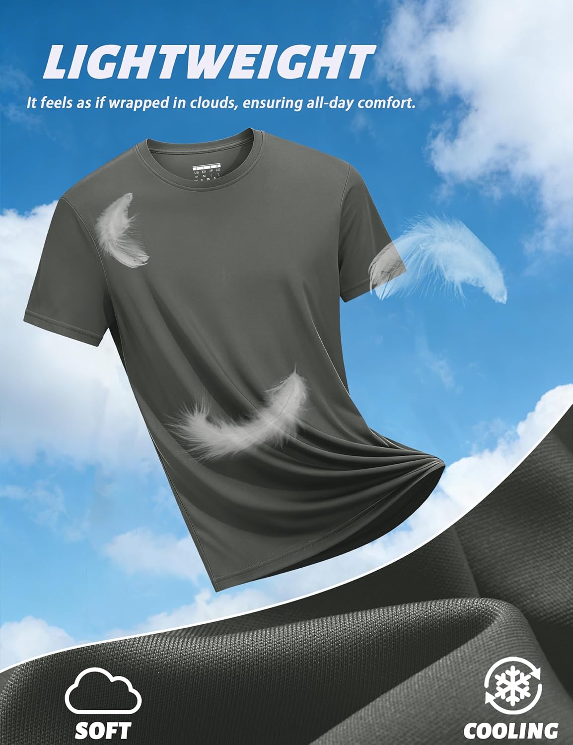 Detalle de KEFITEVD UV-Shirt Herren Sportshirt Kurzarm – schnelltrocknend, atmungsaktiv (UPF 50+) für Lauf- & Outdoor-Sport