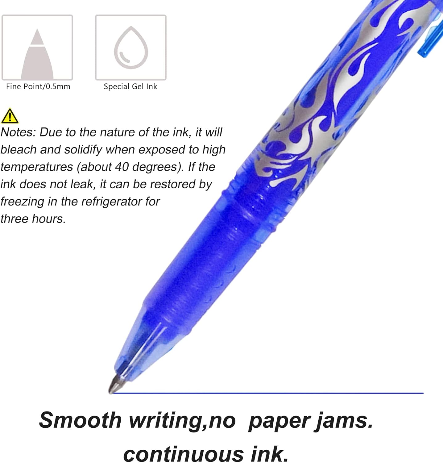 Thumbnail 3 de Radierbarer Kugelschreiber-Set mit Radiergummi, 8 blaue Stifte, 0,5 mm – Nachfüllmine mit Löschfunktion
