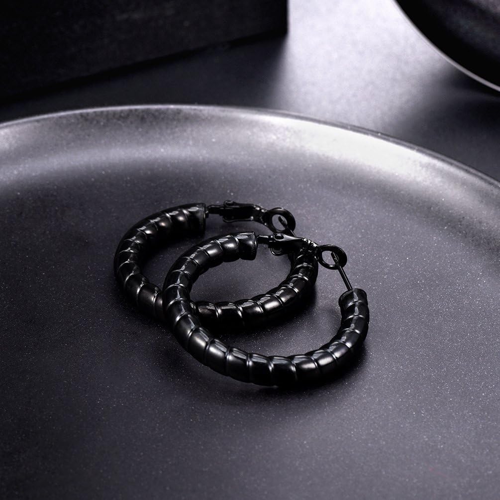 Thumbnail 4 de PROSTEEL Orecchini a cerchio donna in acciaio inox 316L placcato oro 18K, colorazione argento/nero, confezione regalo