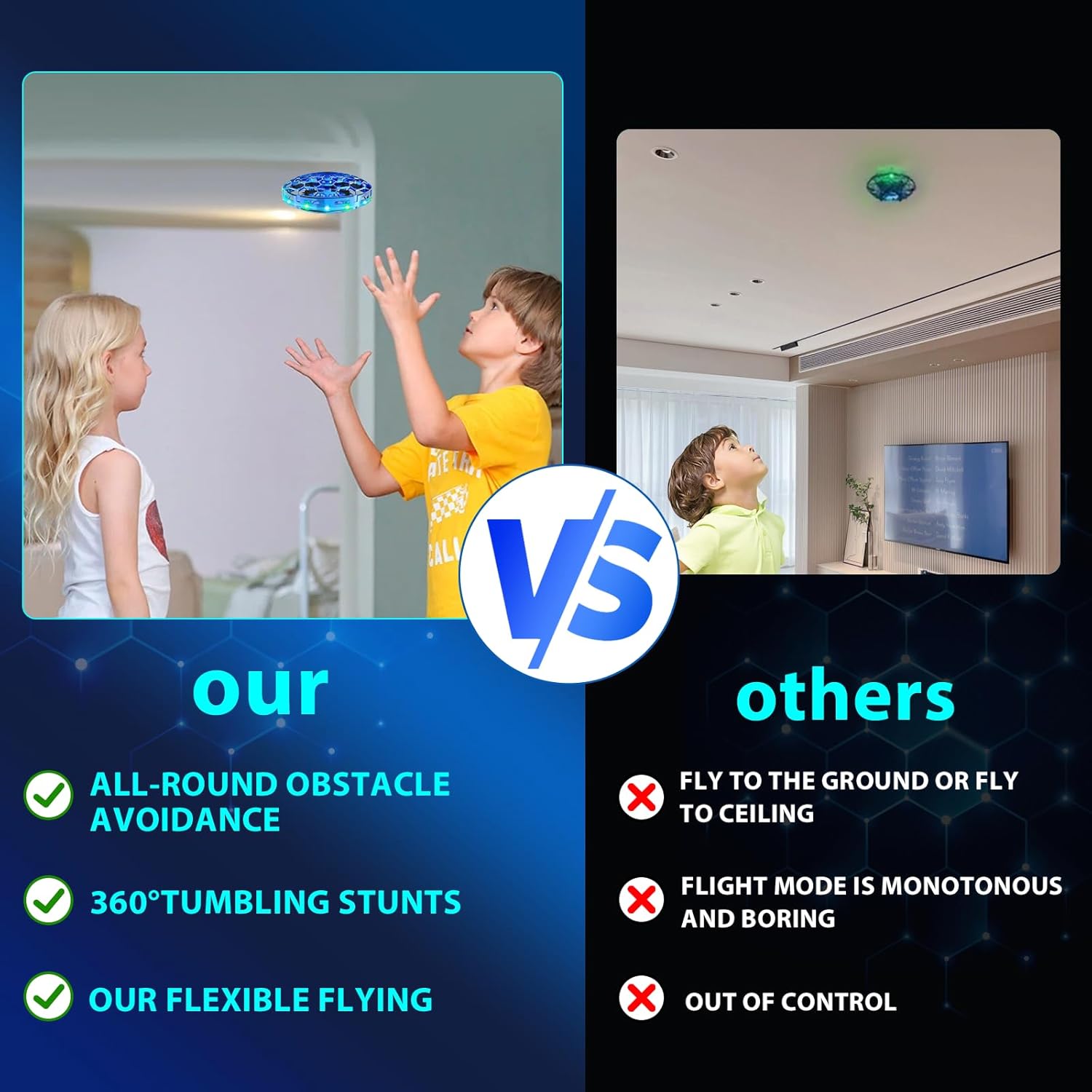 Thumbnail 3 de Flying Drone for Kids 360° hands‑free sensor drone