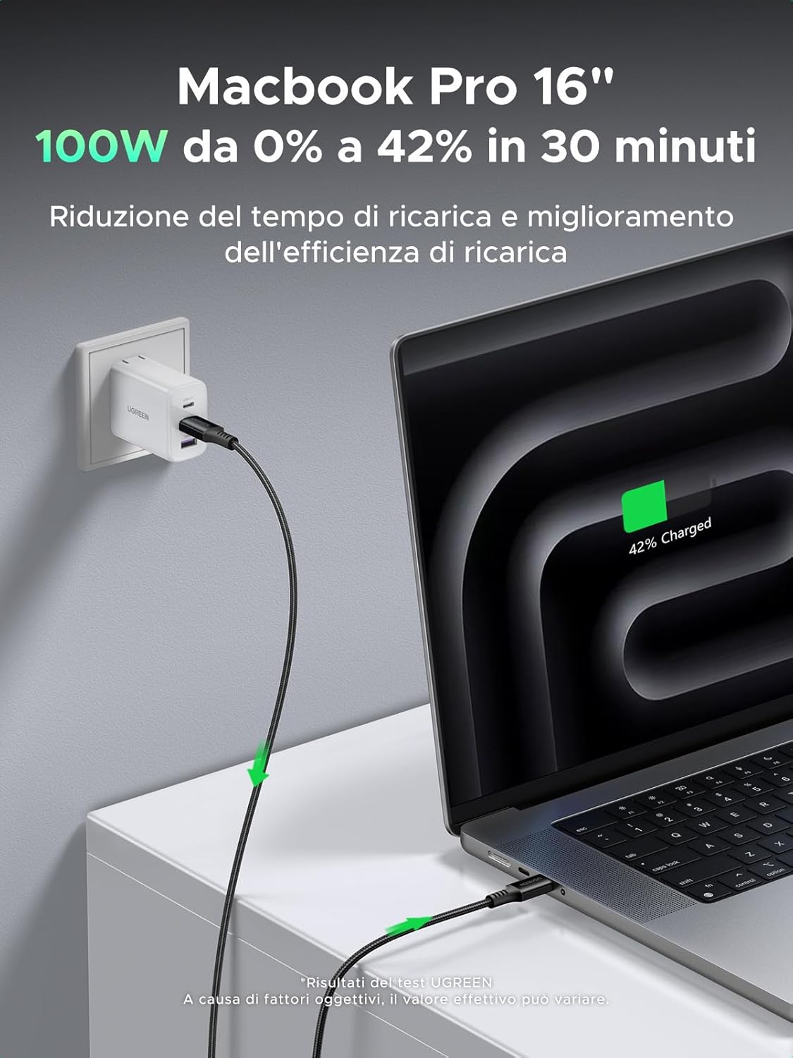 Detalle de UGREEN Cavo USB-C 100W (USB-C to USB-C) Power Delivery 3.0 20V/5A, 2 m
