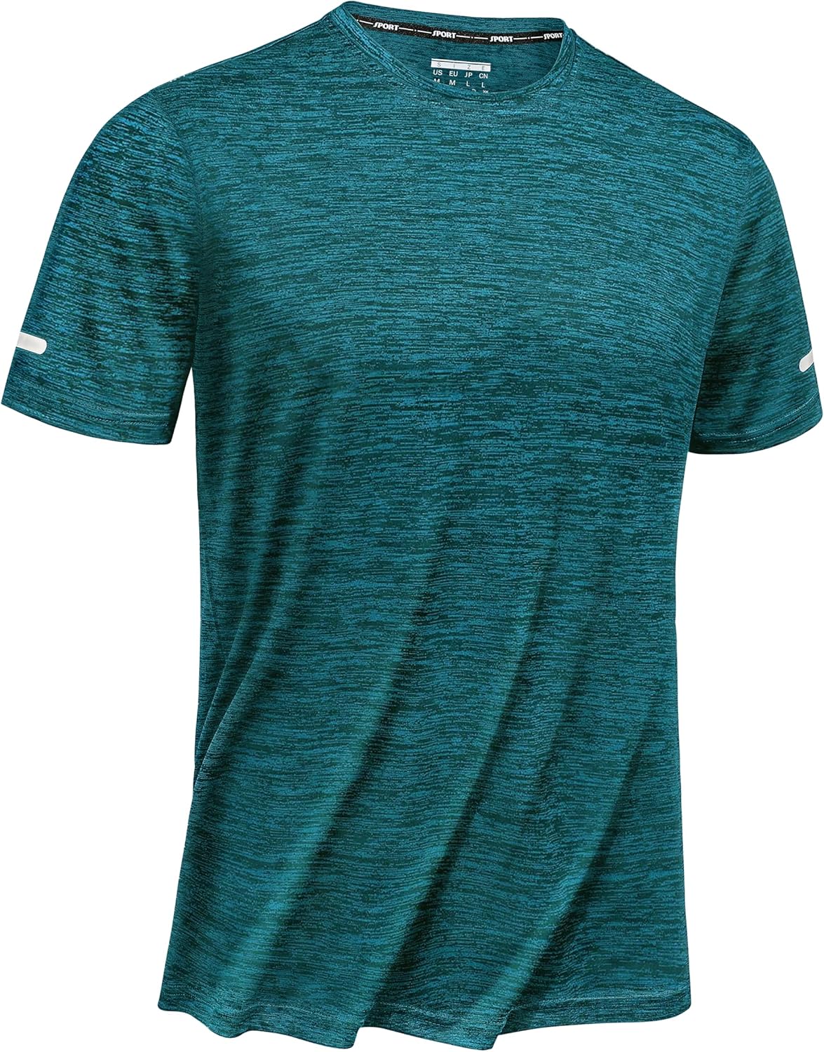 Thumbnail 6 de TACVASEN Herren Meliert Sport-T-Shirt Kurzarm mit reflektierenden Streifen