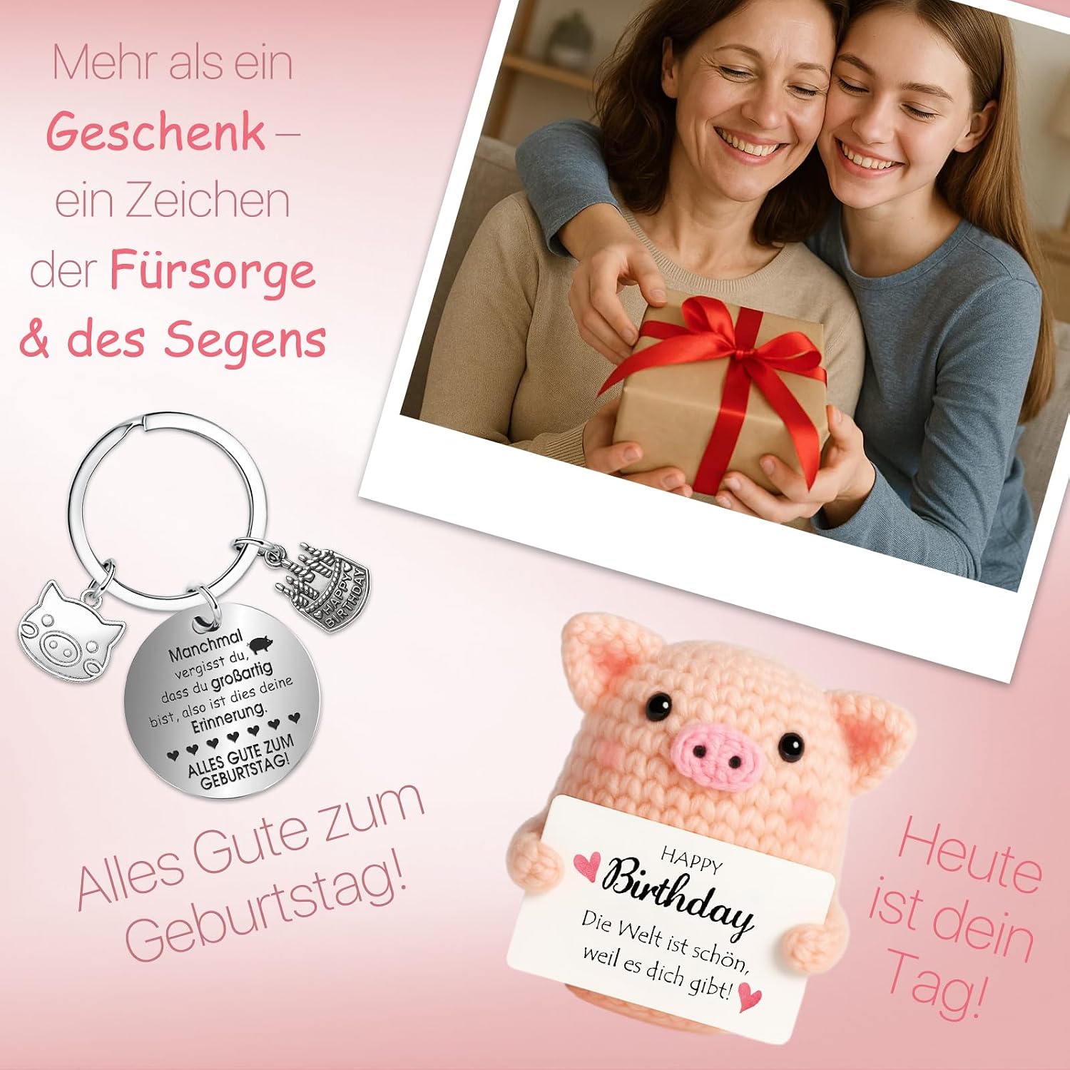 Thumbnail 6 de Farbeele Glücksschweinchen & Glücksbringer-Schlüsselanhänger im Pocket-Hug-Design – Geburtstagsgeschenk für alle