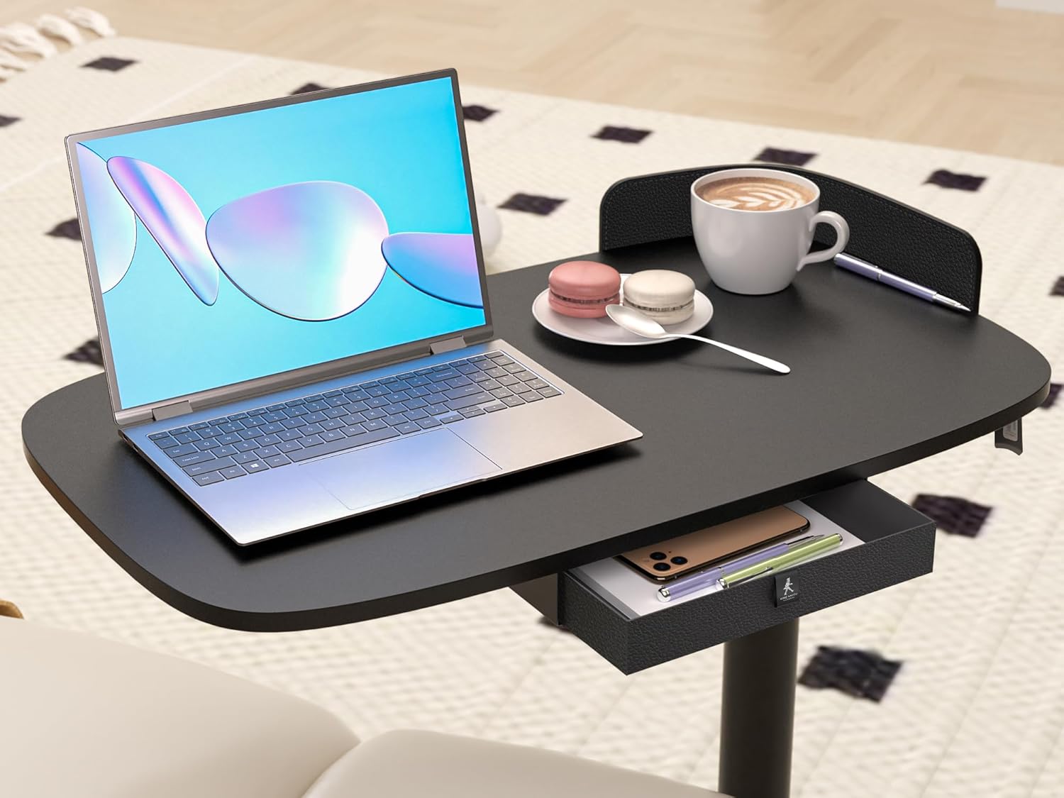 Detalle de WalkingdesK Beistelltisch C-Form höhenverstellbar Schwarz