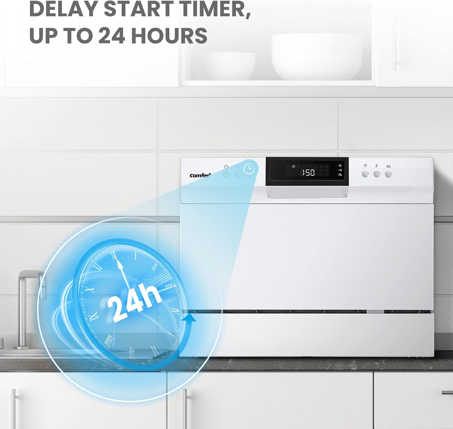 Thumbnail 6 de COMFEE’ CDC22P2AWW Countertop Dishwasher, 6 Place Settings, 8 Wash Cycles