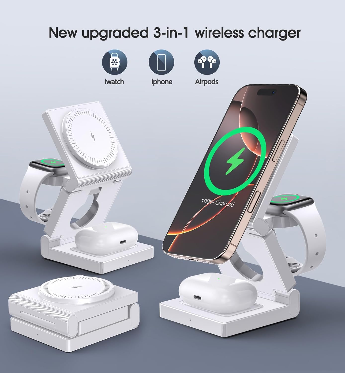 Thumbnail 4 de Foldable Magnetic 3‑in‑1 Wireless Charging Station 18W