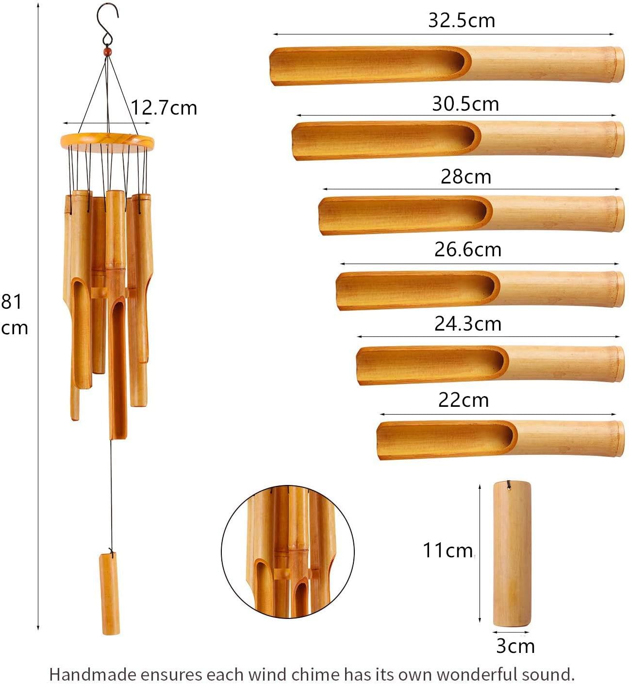 Thumbnail 3 de Rdutuok Bamboo Wind Chimes Memorial Wood Wind Chime (Large, 32 inch) for Garden & Home Décor