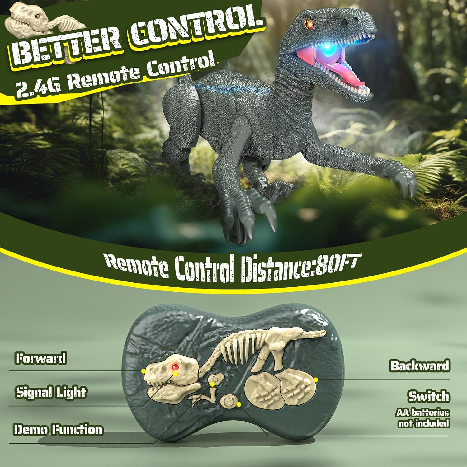 Detalle de J Rootage SM012S Remote Control Dinosaur Toy with 3 Sound Effects