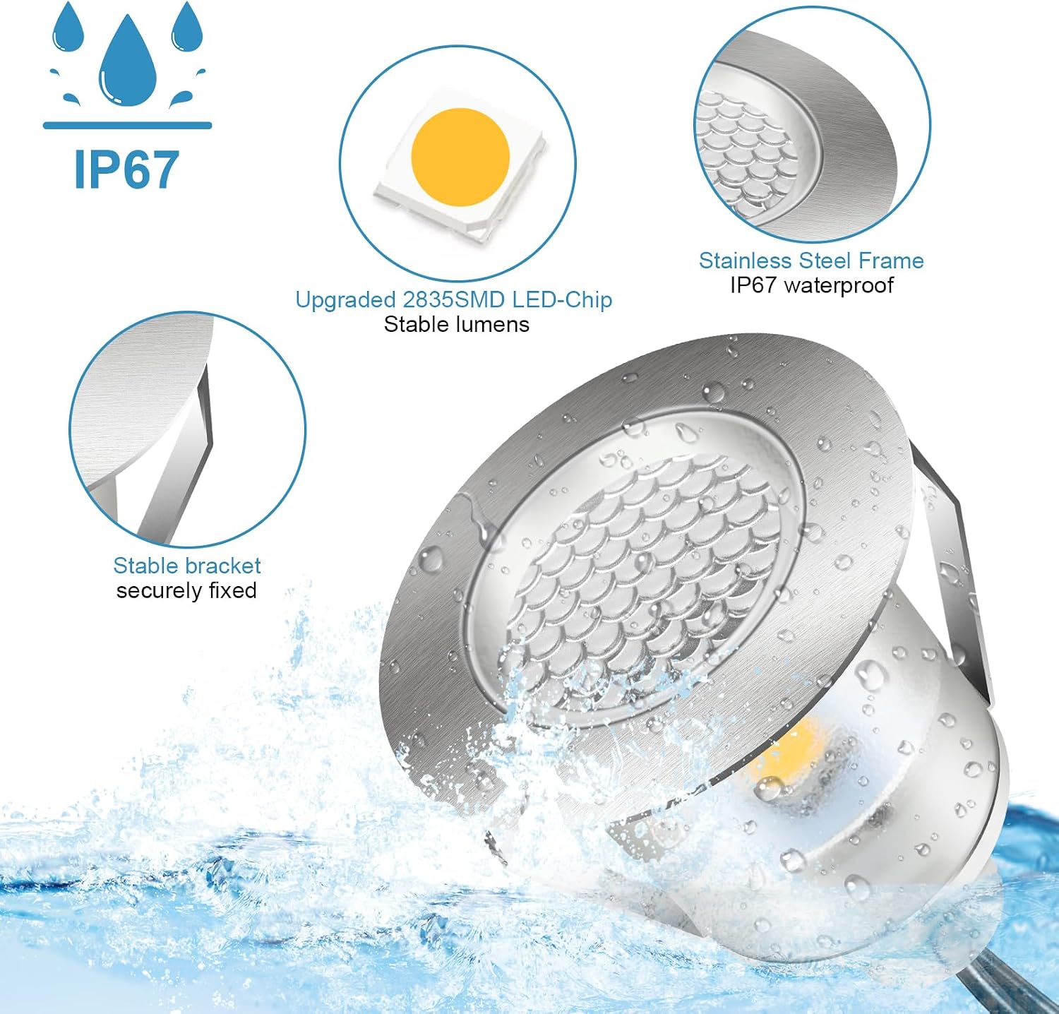 Thumbnail 1 de Bigzom infällda LED-spotlights för utomhusbruk, 10-pack, varmvit IP67