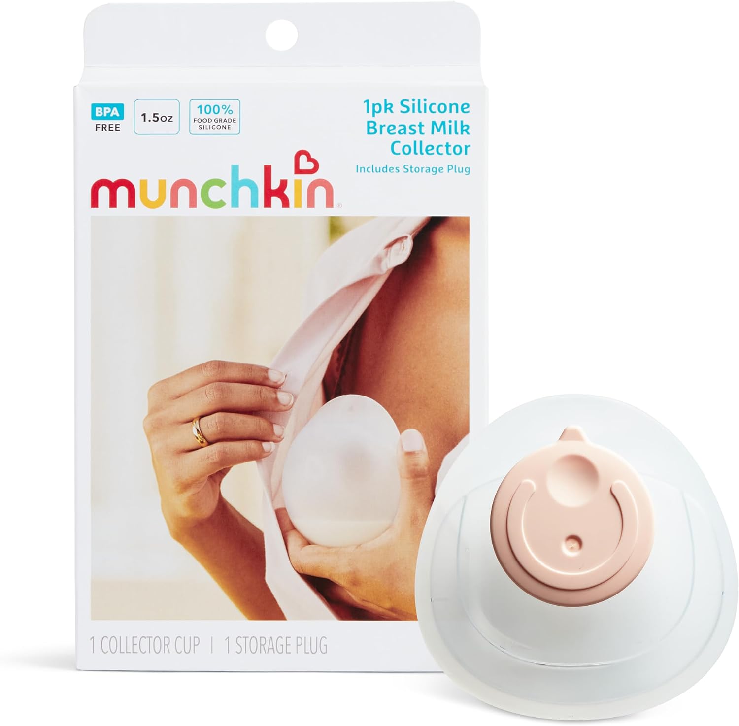 Detalle de munchkin FDMU38184 母乳コレクターカップ 授乳用シリコーン製・キャップ付き、最大目盛り45ml