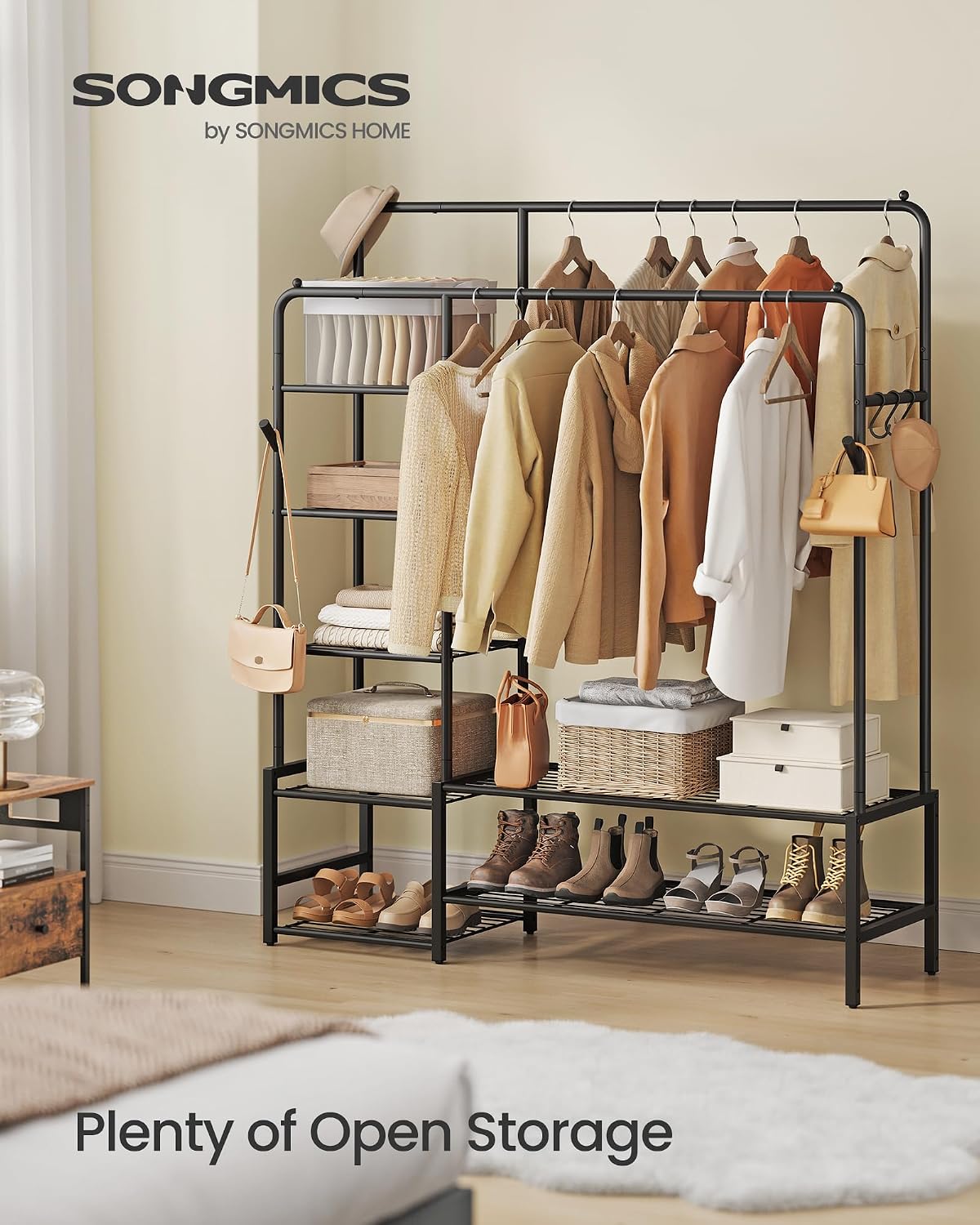 Thumbnail 2 de SONGMICS Heavy Duty Clothes Rail with 7 Shelves and Double Hanging Rods (HSR182B01)