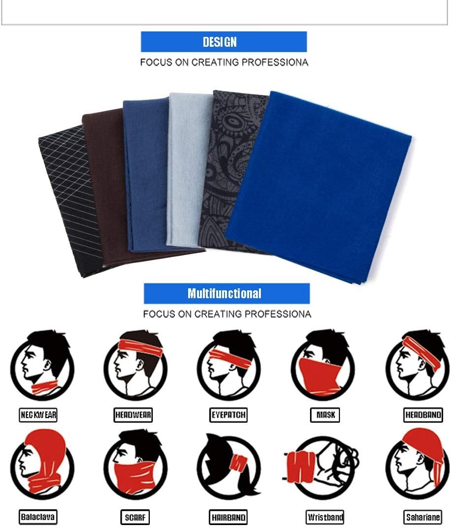 Thumbnail 2 de 6er-Set nahtlose Multifunktions-Bandanas (Mikrofaser-Polyester) – elastische Schlauchschals für Yoga, Laufen & mehr