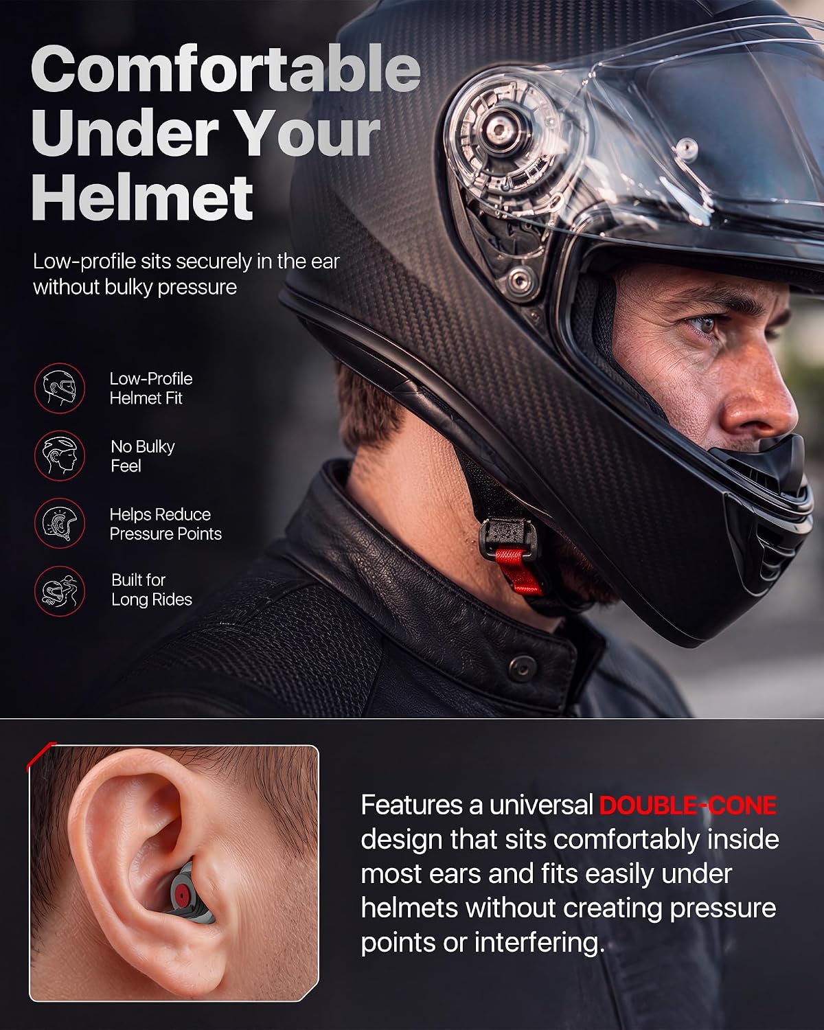 Detalle de Naiicute Motorcycle Ear Plugs Wind Noise Reduction (2 Pairs, Size M)
