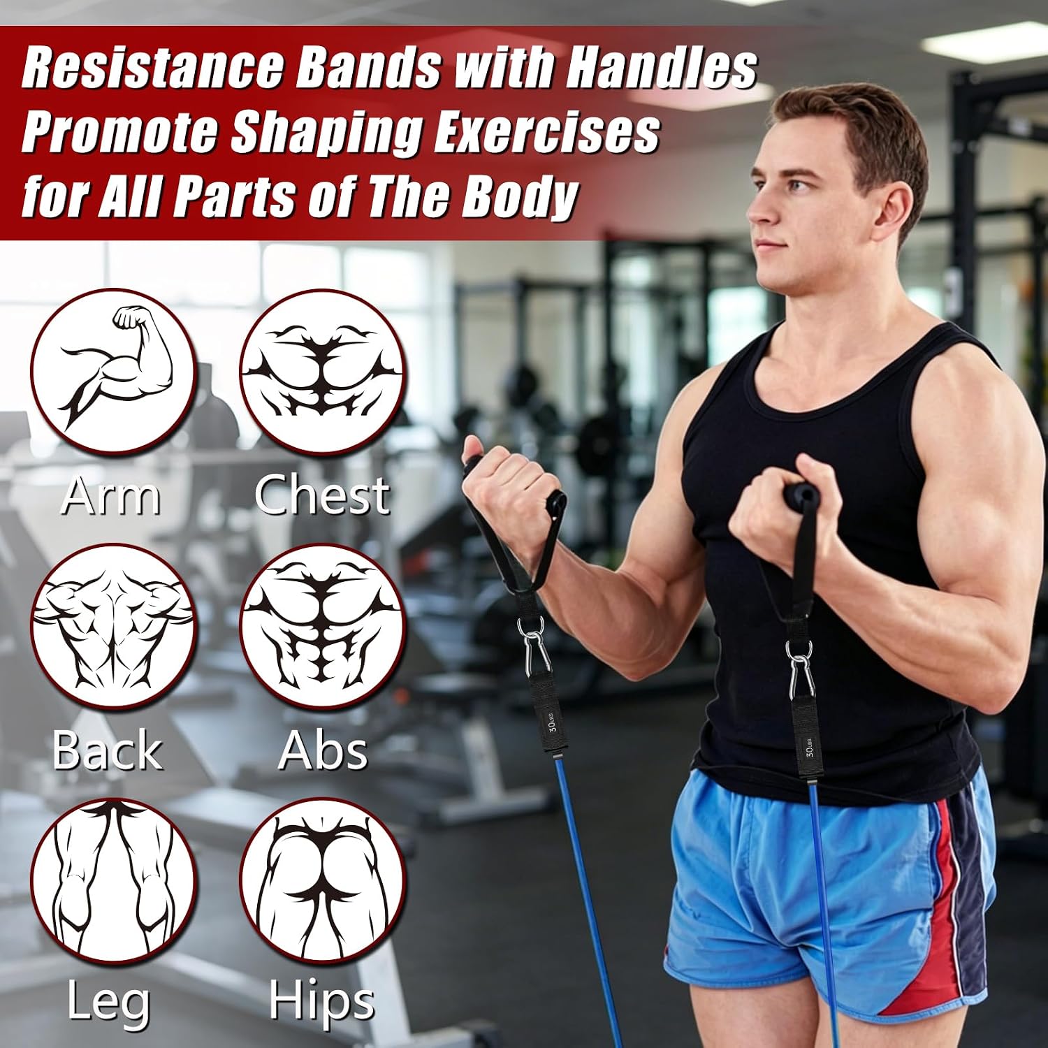 Detalle de Bourid 1 Resistance Bands with Handles, Five Natural Rubber Bands