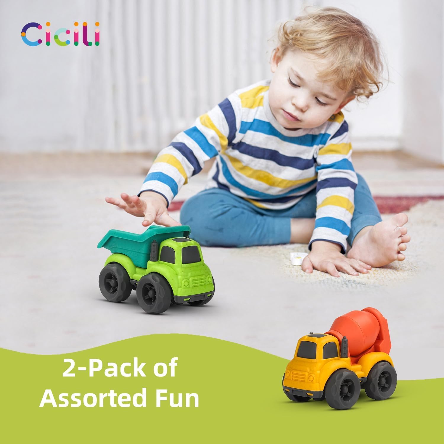 Thumbnail 2 de Cicili Toddler Truck Toys 2 Pack: Dump Truck & Mixer Cement Truck for 1–5 Year Olds