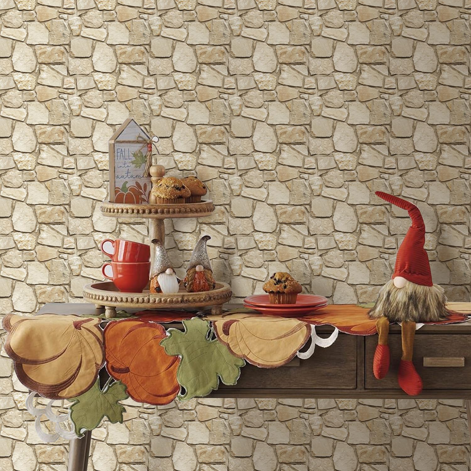 Detalle de COMSTICKC Pannelli Adesivi 3D Pietra – 10 Pezzi 30x30 cm, Look mattone impermeabile