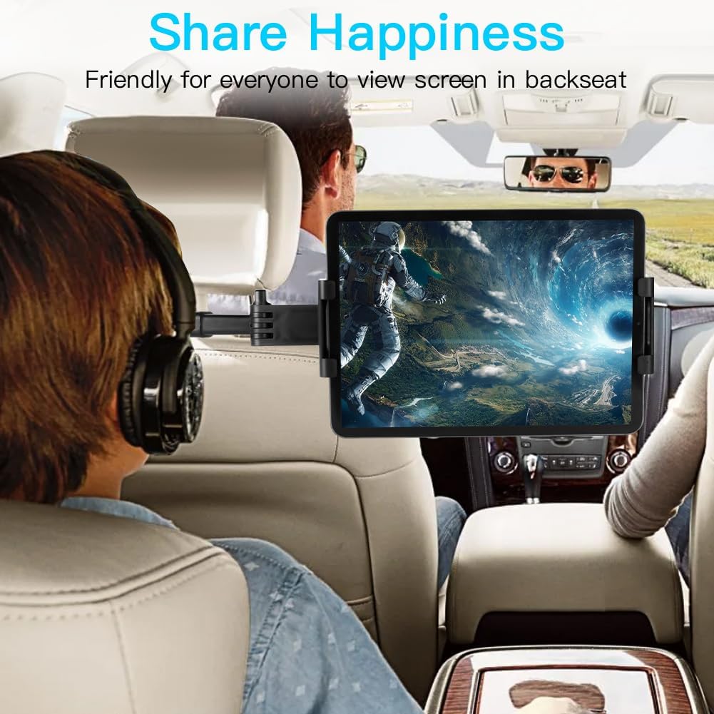 Thumbnail 6 de URAQT Car Headrest Tablet Mount: 360° Rotating Back Seat iPad Holder with Foldable Arm