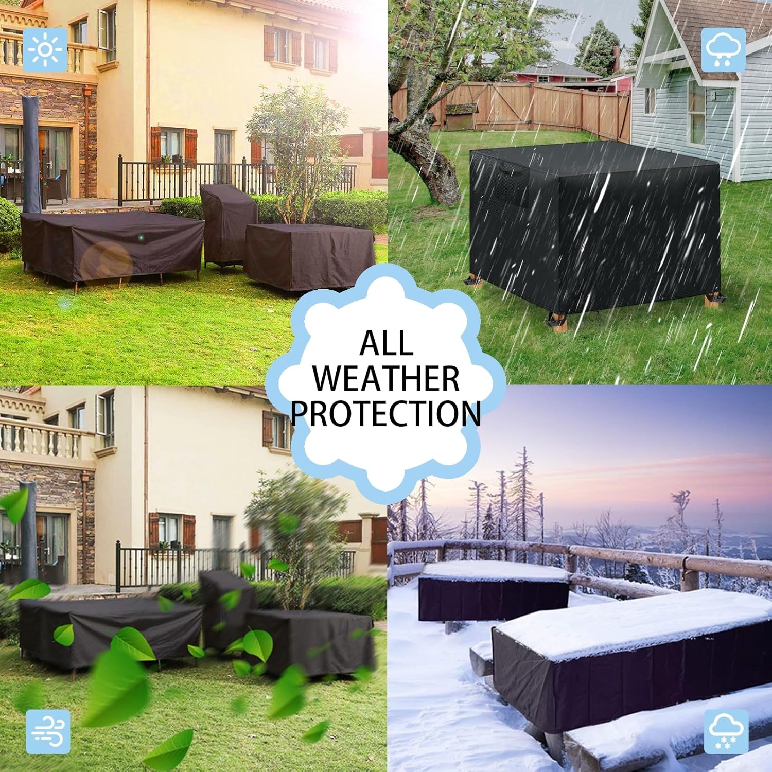 Thumbnail 5 de WUAYAMI Gartenmöbel Abdeckung 420D Oxford-Gewebe, wasserdicht, winddicht, UV-beständig – 70x70x70