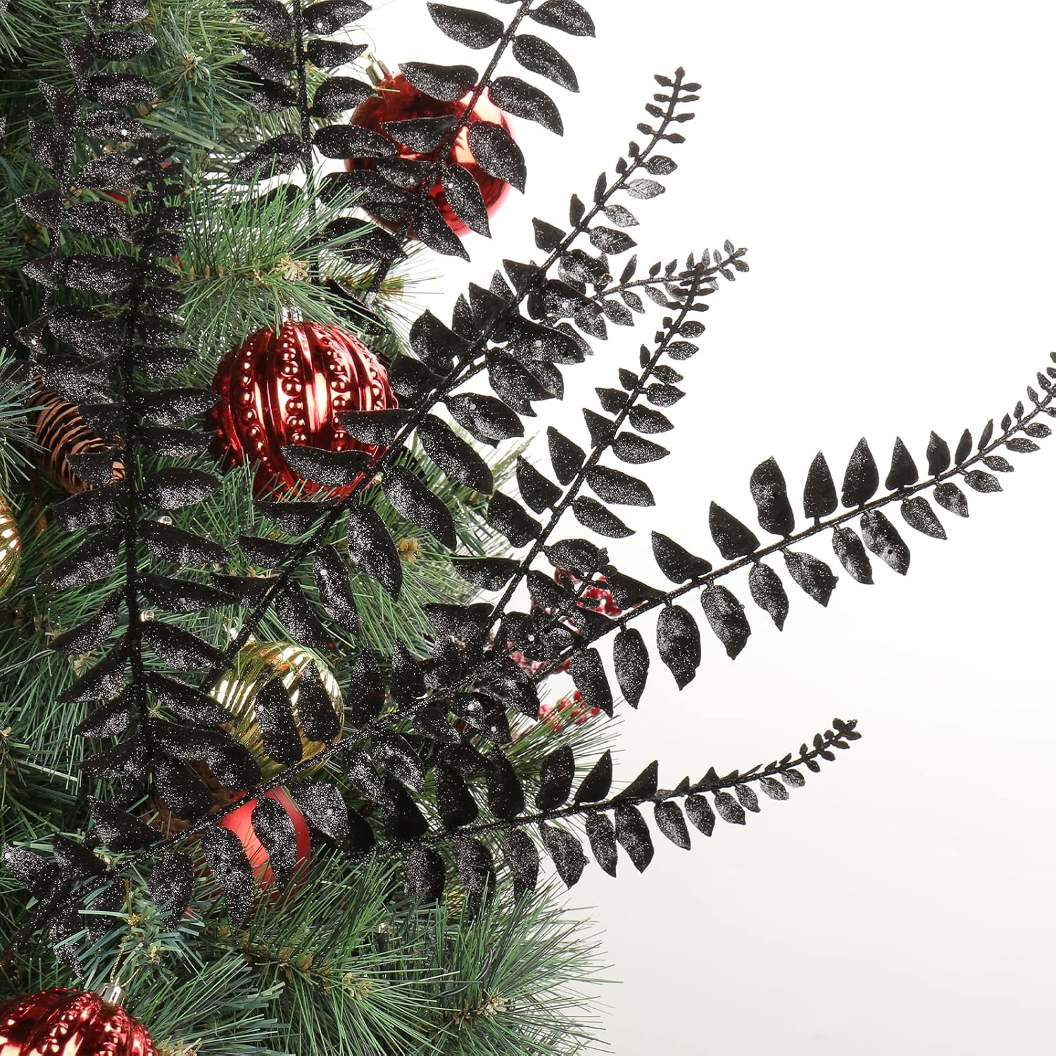 Detalle de 6PCS Christmas Glitter Leaves 63cm