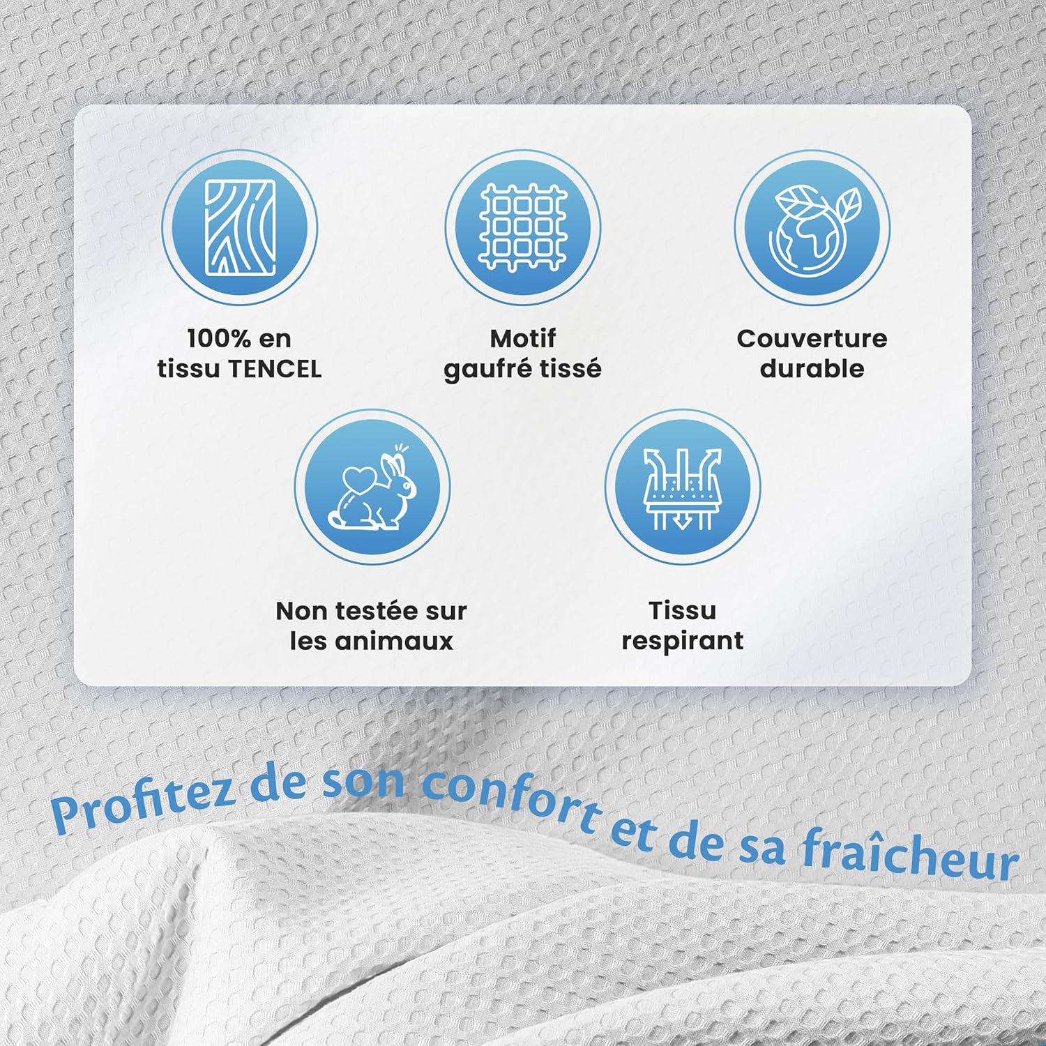 Thumbnail 2 de Ella Couverture rafraîchissante d’été adulte en Tencel (200x200 cm) blanc nacré, certifiée OEKO-TEX