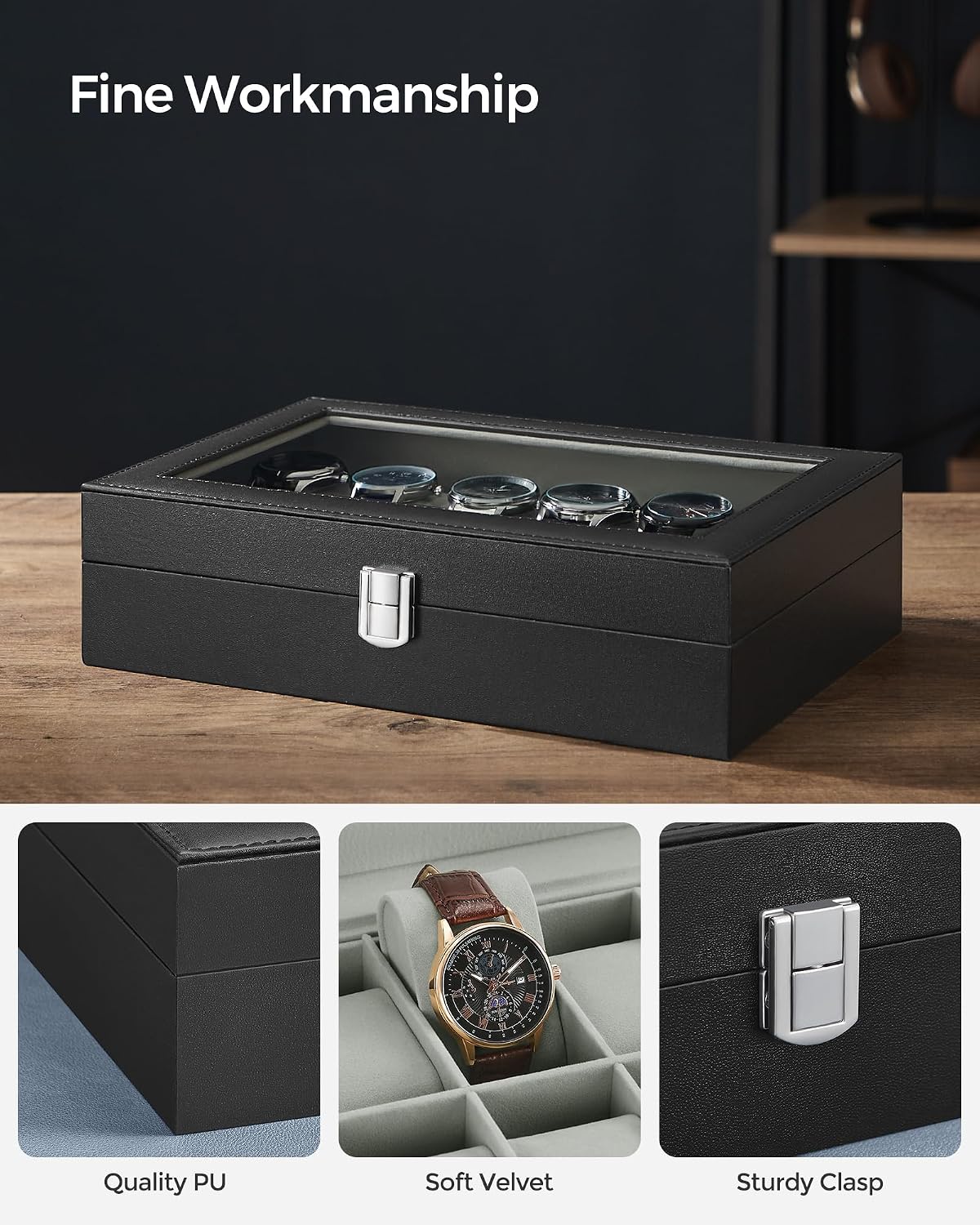 Thumbnail 2 de SONGMICS JWB12BK watch box 12-slot