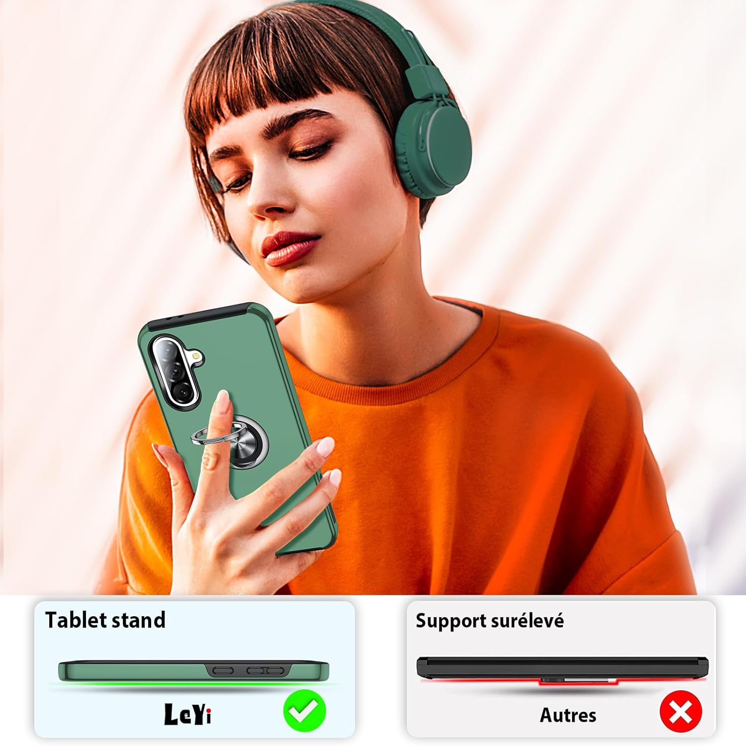 Thumbnail 6 de Coque LeYi pour Samsung Galaxy A56/A56 avec verre trempé dual et anneau invisible – protection renforcée