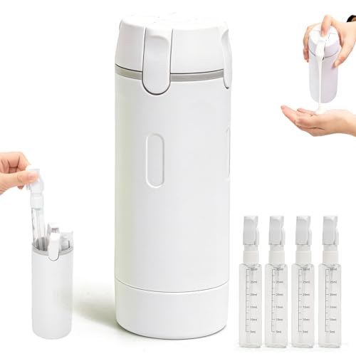 Detalle de Zouwel 4-in-1 Travel Dispenser Bottles Set – Refillable, Leak-Proof & Portable (White)