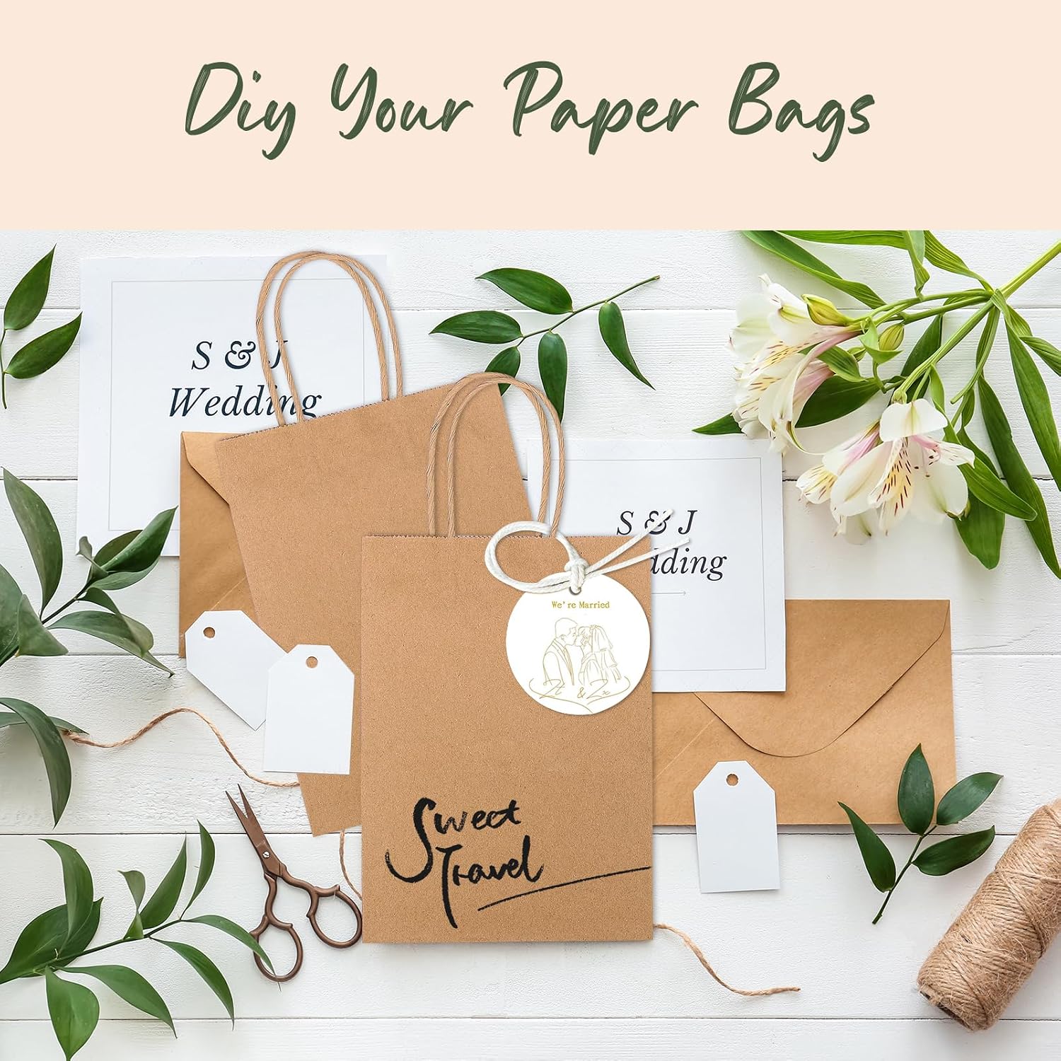 Thumbnail 6 de GSSUSA 100 Pack Small Brown Paper Gift Bags with Handles (5.25 x 3.75 x 8 in) — Made in USA